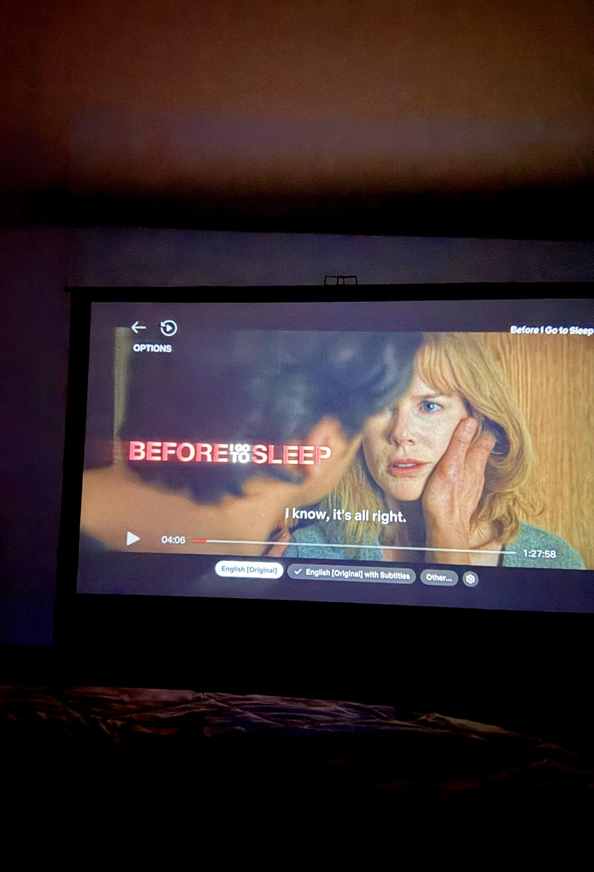 LIHONG Screen 100 inch 16:9 Portable Manual Pull Up Floor Rising Projector Screen Indoor & Outdoor HD Matte White for Long Standard Projection Fast Setup for Home Theater Movies, Classroom, Office customer photo 2