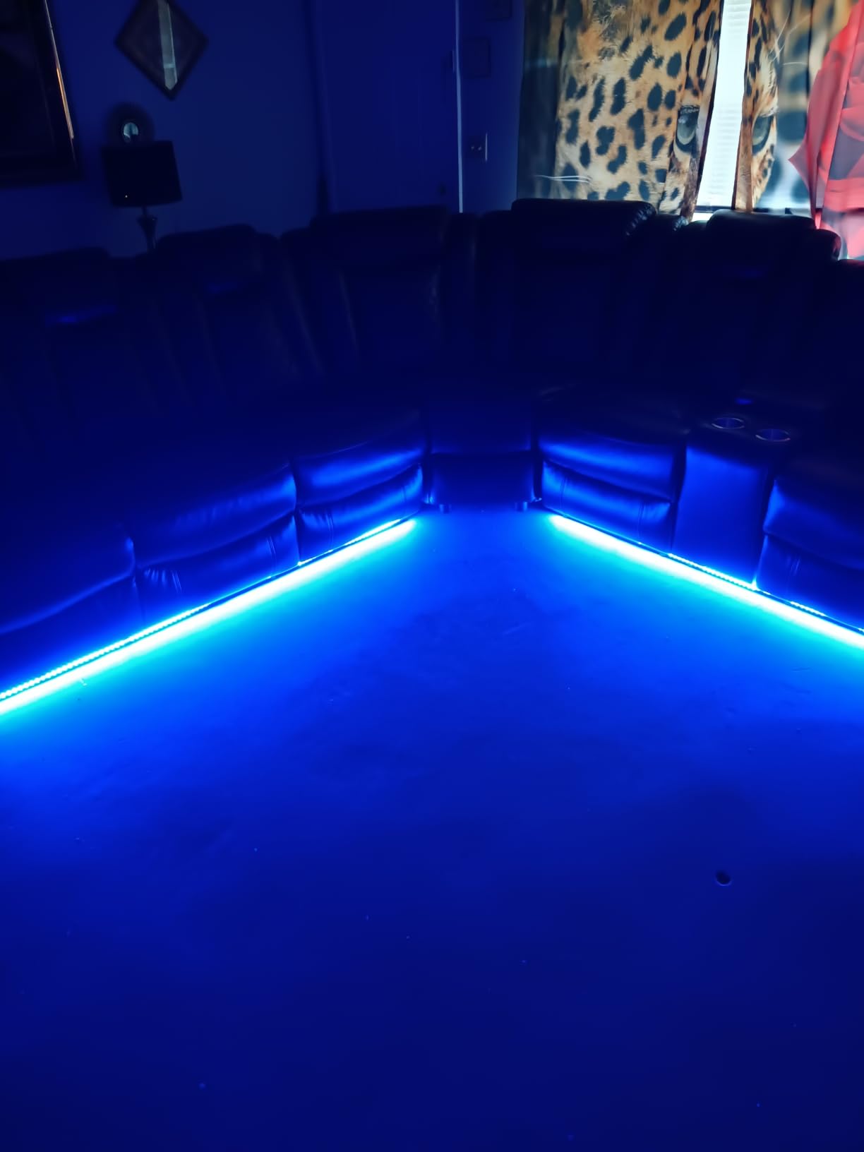 A Ainehome Power Recliner Sectional Sofa Set with LED Light, Leather Reclining Sectional Couches Corner Sectional Sofa Set with 2 Recliner Seats for Living Room with Cup Holder, Storage Console, Black customer photo 2