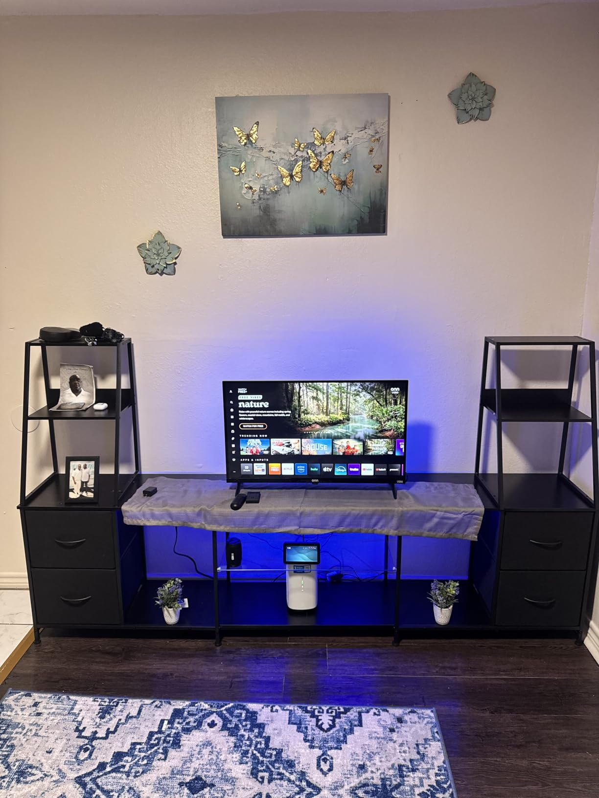 Casaottima LED TV Stand for 50-65 Inch TVs with Power Outlets & RGB Lights, Gaming Entertainment Center with 4 Drawers & Storage, Media Console Supports Up to 75/85/95 Inch Wall-Mounted TVs, Black customer photo 1