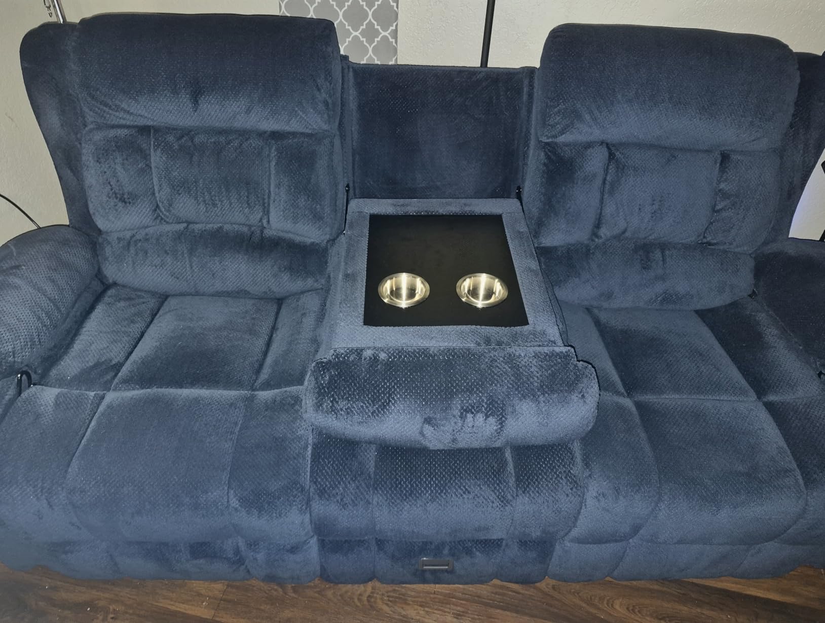 RV Loveseat Recliner Sofa, Wall Hugger Reclining Loveseat RV Couch with USB Ports, Large Pockets, Cup Holders, 150° Adjustable RV Recliners Furniture for Travel Trailers & Home Theater Seating customer photo 1