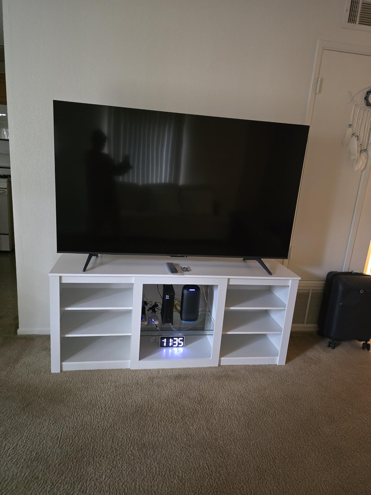 WLIVE Modern TV Stand for 65 Inch TV, Entertainment Center with Adjustable Open Shelves & RGB LED Lights, Sturdy Media Console for Living Room, Bedroom,Gaming (Black) customer photo 1
