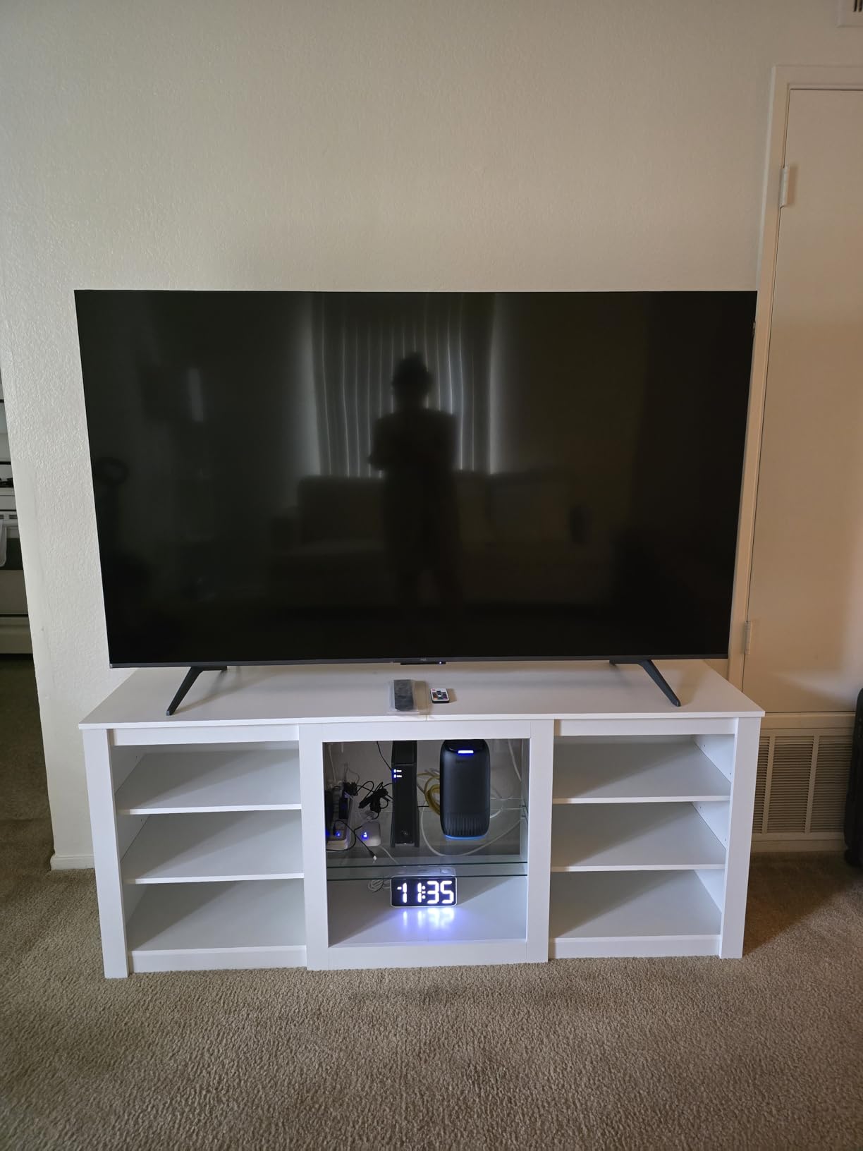WLIVE Modern TV Stand for 65 Inch TV, Entertainment Center with Adjustable Open Shelves & RGB LED Lights, Sturdy Media Console for Living Room, Bedroom,Gaming (Black) customer photo 2