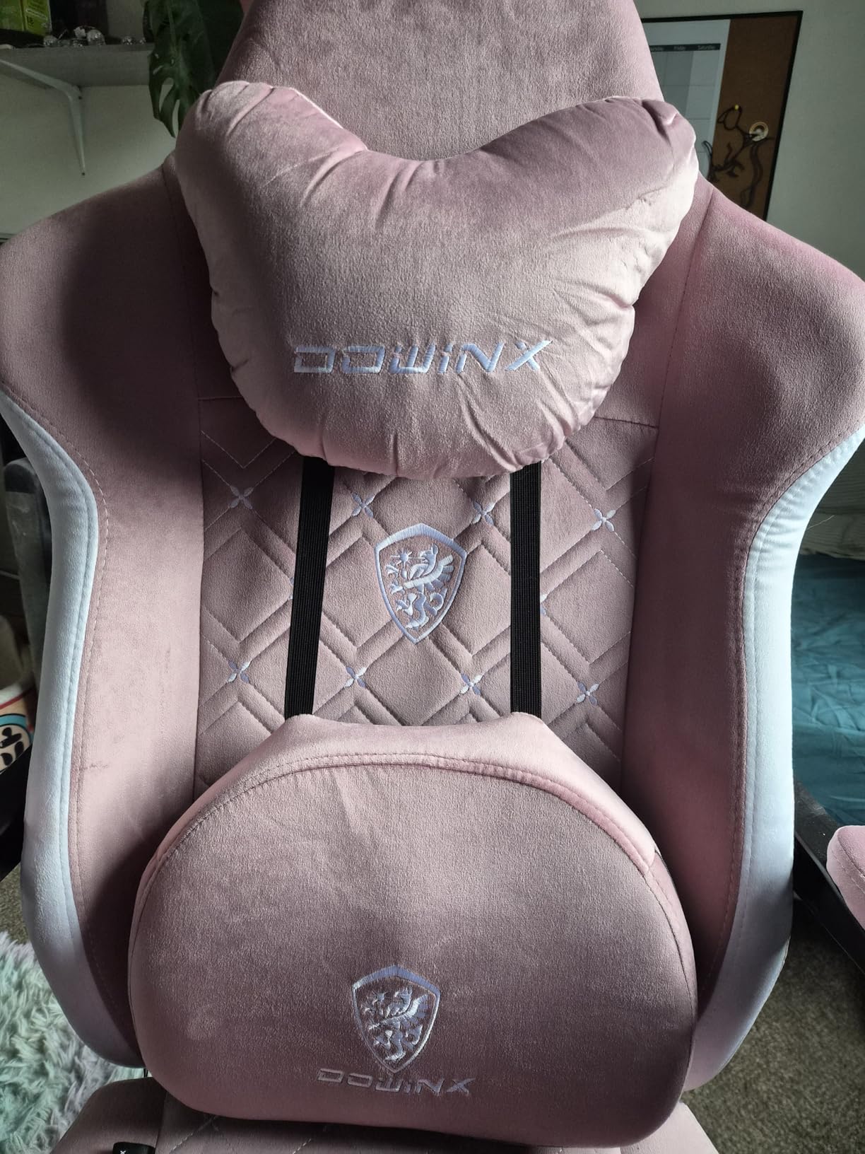 Dowinx Gaming Chair with Heated Massage Lumbar Support, Big and Tall Fabric Gaming Chairs for Adults with Footrest, Ergonomic Computer Game Chair with Poket Spring Cushions, 350lbs, Black customer photo 2