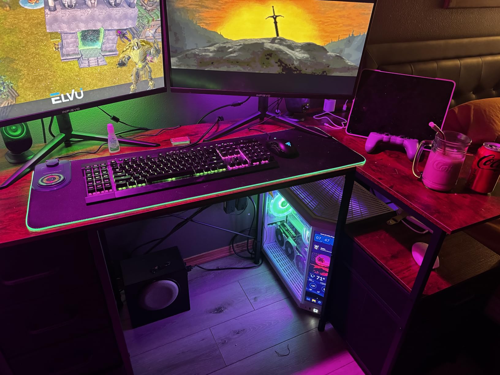 Wireless Charging Mouse Pad, RGB Large Gaming Desk Mat | 35.4