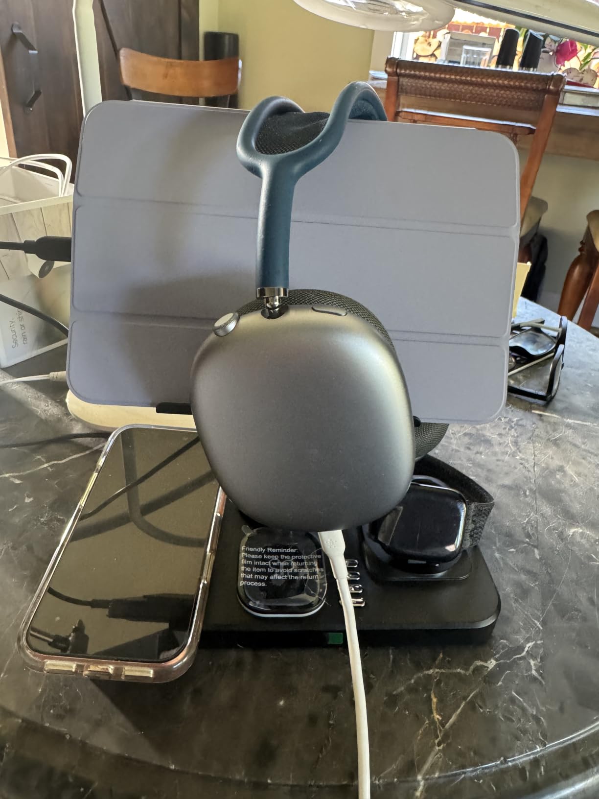 6 in 1 Wireless Charger for Apple Multiple Devices, Charging Station with Clock & 7 Color Ambient Light, Foldable Rotate Stand for iPad, iPhone 17/16/15, Apple Watch, AirPods customer photo 1