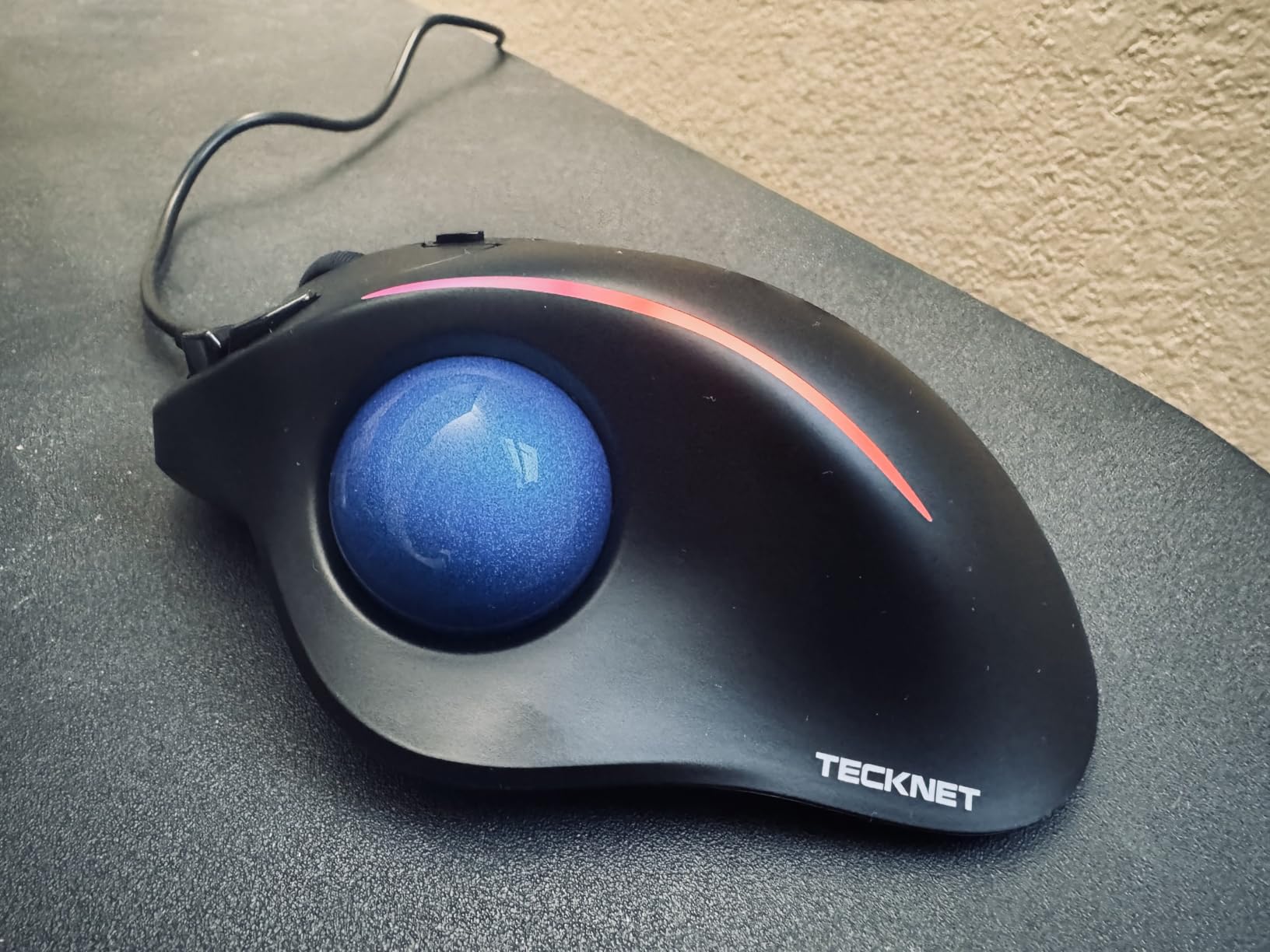 TECKNET Pro Wireless Trackball Mouse, Bluetooth Mouse with Ergonomic Thumb Control, USB-C Rechargeable, RGB Light Mice with Adjustable DPI, 3-Device Connectivity (BT or 2.4G),for PC/Mac/Laptop - Black customer photo 1