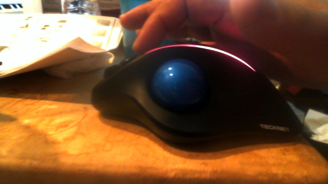 TECKNET Pro Wireless Trackball Mouse, Bluetooth Mouse with Ergonomic Thumb Control, USB-C Rechargeable, RGB Light Mice with Adjustable DPI, 3-Device Connectivity (BT or 2.4G),for PC/Mac/Laptop - Black customer photo 2