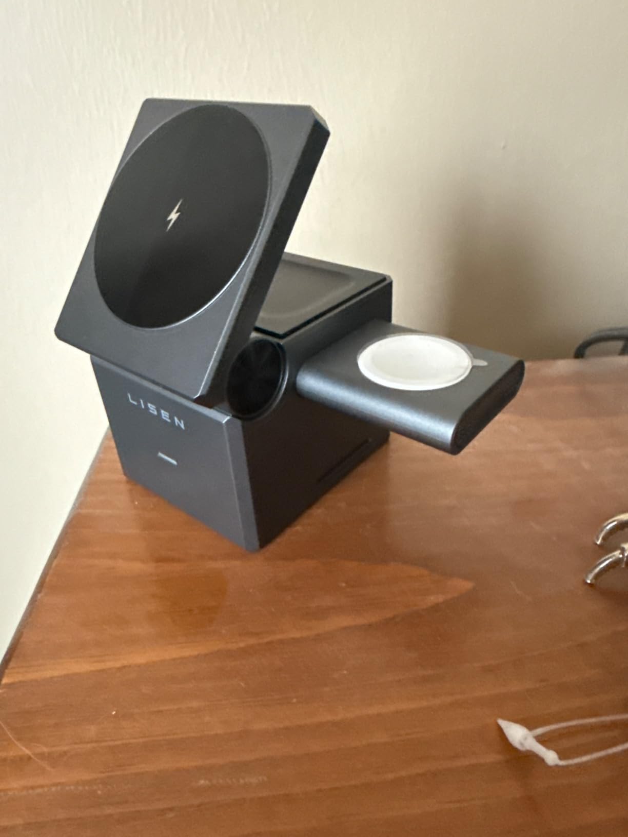 LISEN Qi2.2 25W 3-in-1 Charging Station for iPhone Device, Magsafe Charger Stand with Smart Cooling Fan, 25W Magsafe Wireless Charger for iPhone 17 16 15 14 13 12, Apple Watch, AirPods (with Adapter) customer photo 2