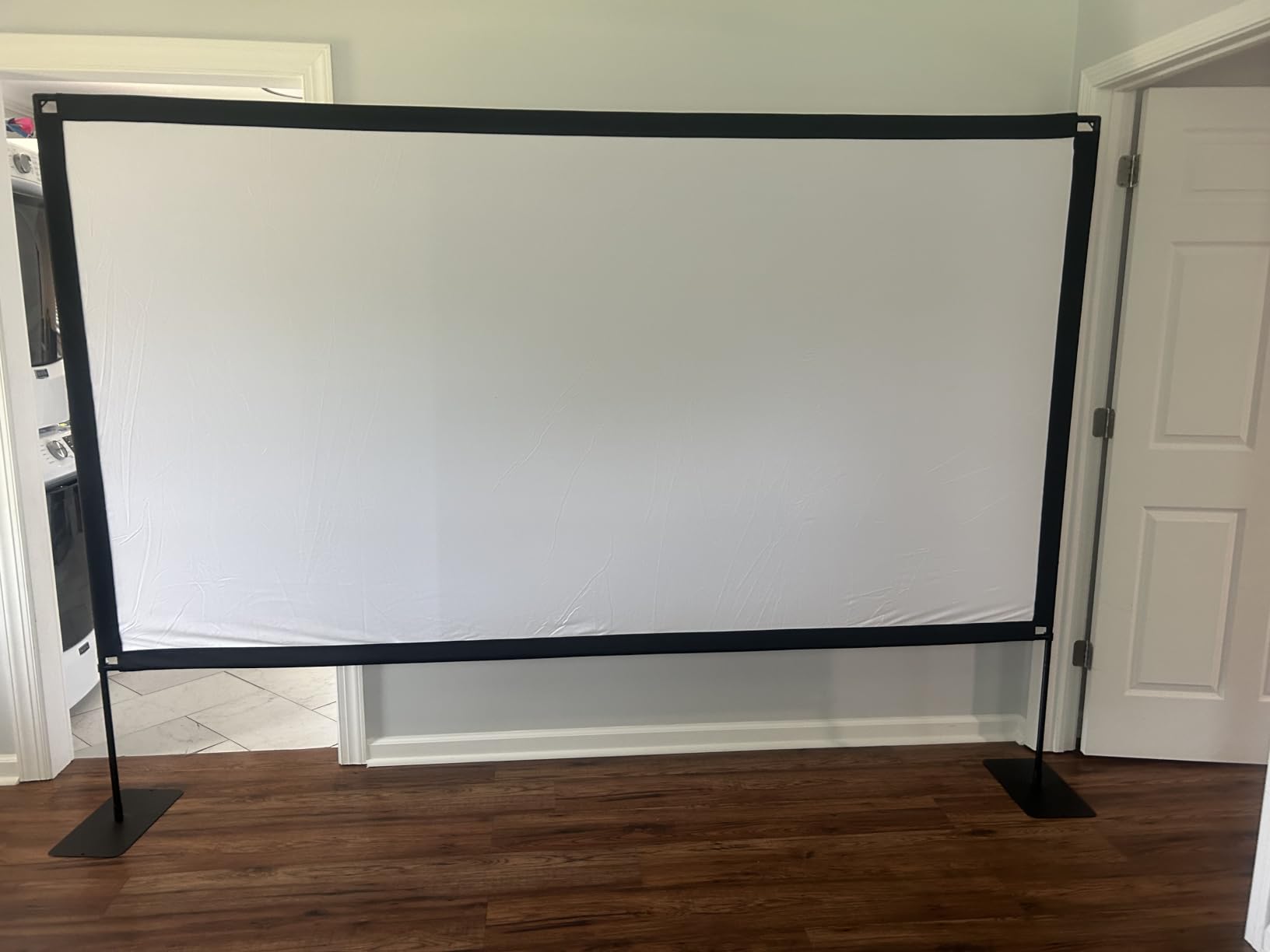 120inch Projector Screen with Stand: Portable Projector Screen Outdoor Indoor Front/Rear 16:9 4K HD with Carry Bag Sandbag- Movie Screen for Backyard Moive Night, Camping, Theater customer photo 1