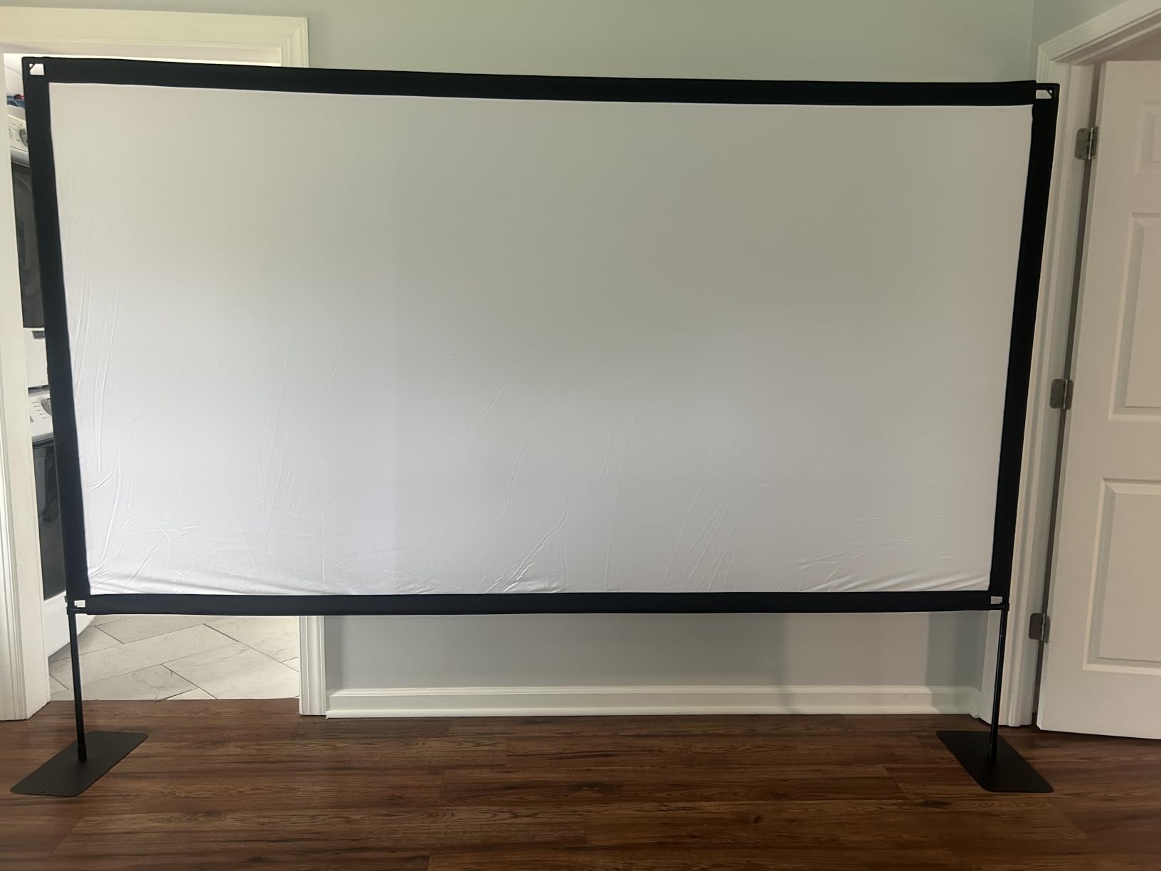 120inch Projector Screen with Stand: Portable Projector Screen Outdoor Indoor Front/Rear 16:9 4K HD with Carry Bag Sandbag- Movie Screen for Backyard Moive Night, Camping, Theater customer photo 2