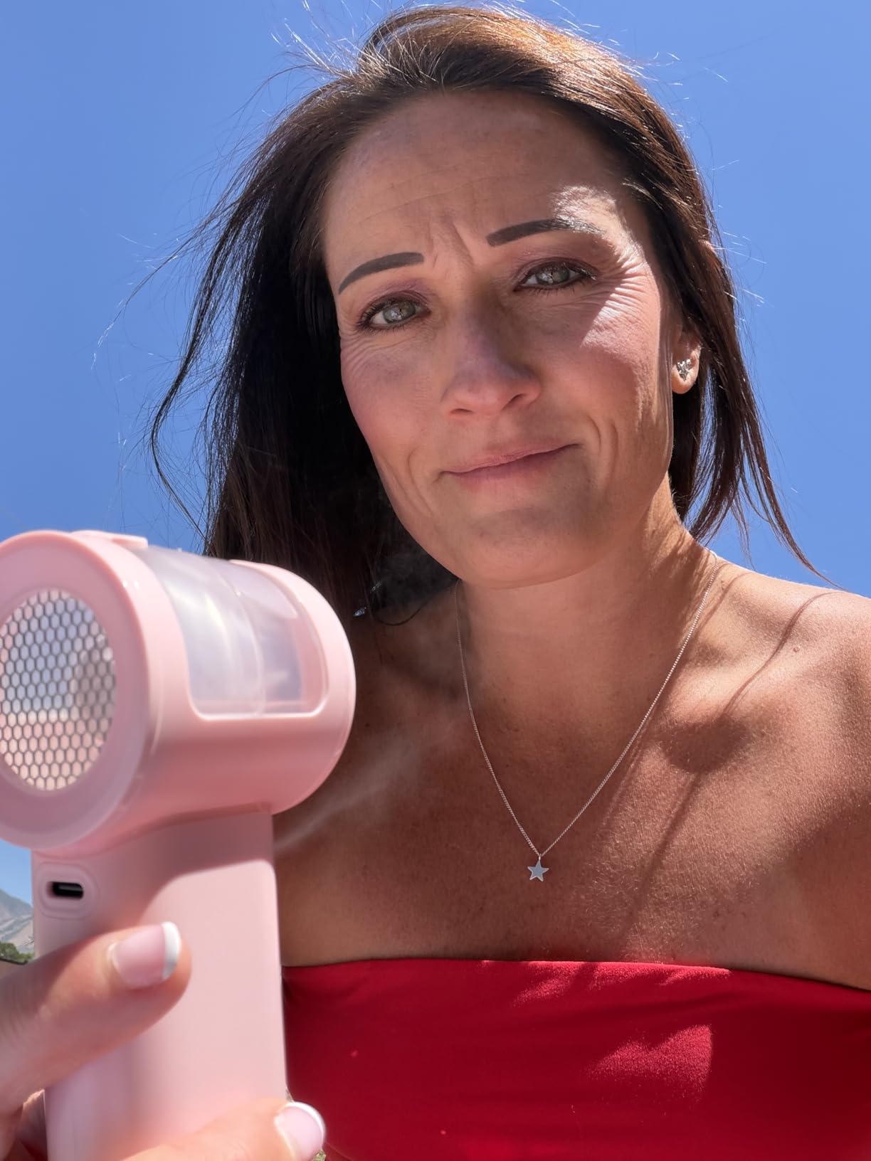 SWEETFULL Handheld Misting Fan Portable - 5000mAh Rechargeable Battery, Powerful Turbo Personal Mister Fans, 5 Speed, Mini Water Spray Mist Hand Fan for Travel, Outdoors, Beach Vacation (Pink) customer photo 2
