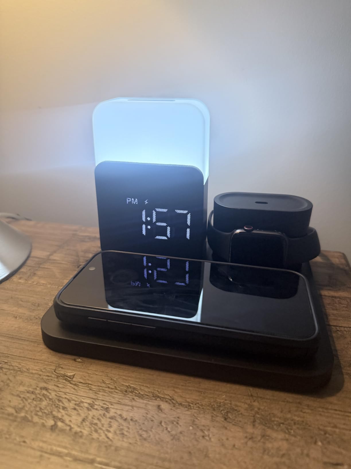 7 in 1 Wireless Charging Station, 25W Charger with Alarm Clock Night Light | Bedside Charging Stand Compatible with iPhone 17/16/15/14/13/12 Pro Max, Apple Watch, AirPods for Bedroom Daily Use customer photo 2