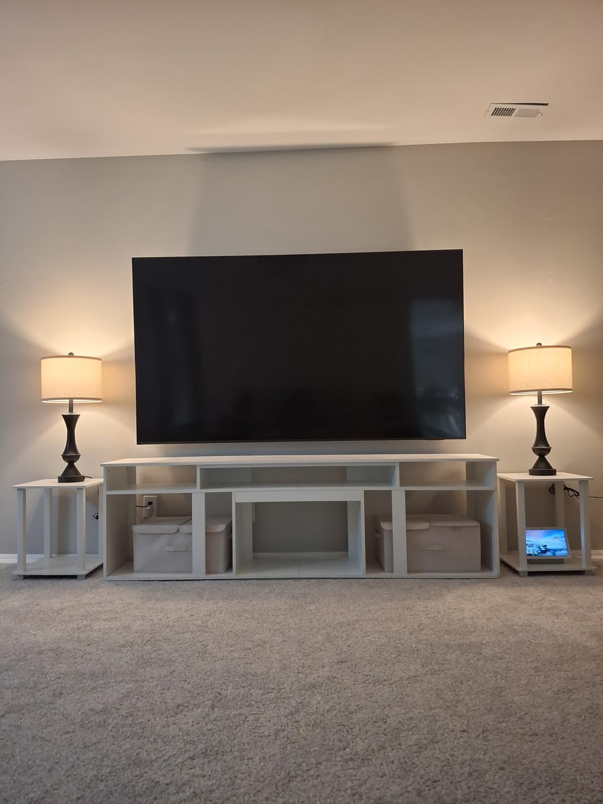 Bestier 80 Inch TV Stand for 85 Inch TVs, Modern Open Entertainment Center with LED Lights & Adjustable Shelves, Media Console for Gaming Setup and Home Theater (Black Marble) customer photo 2