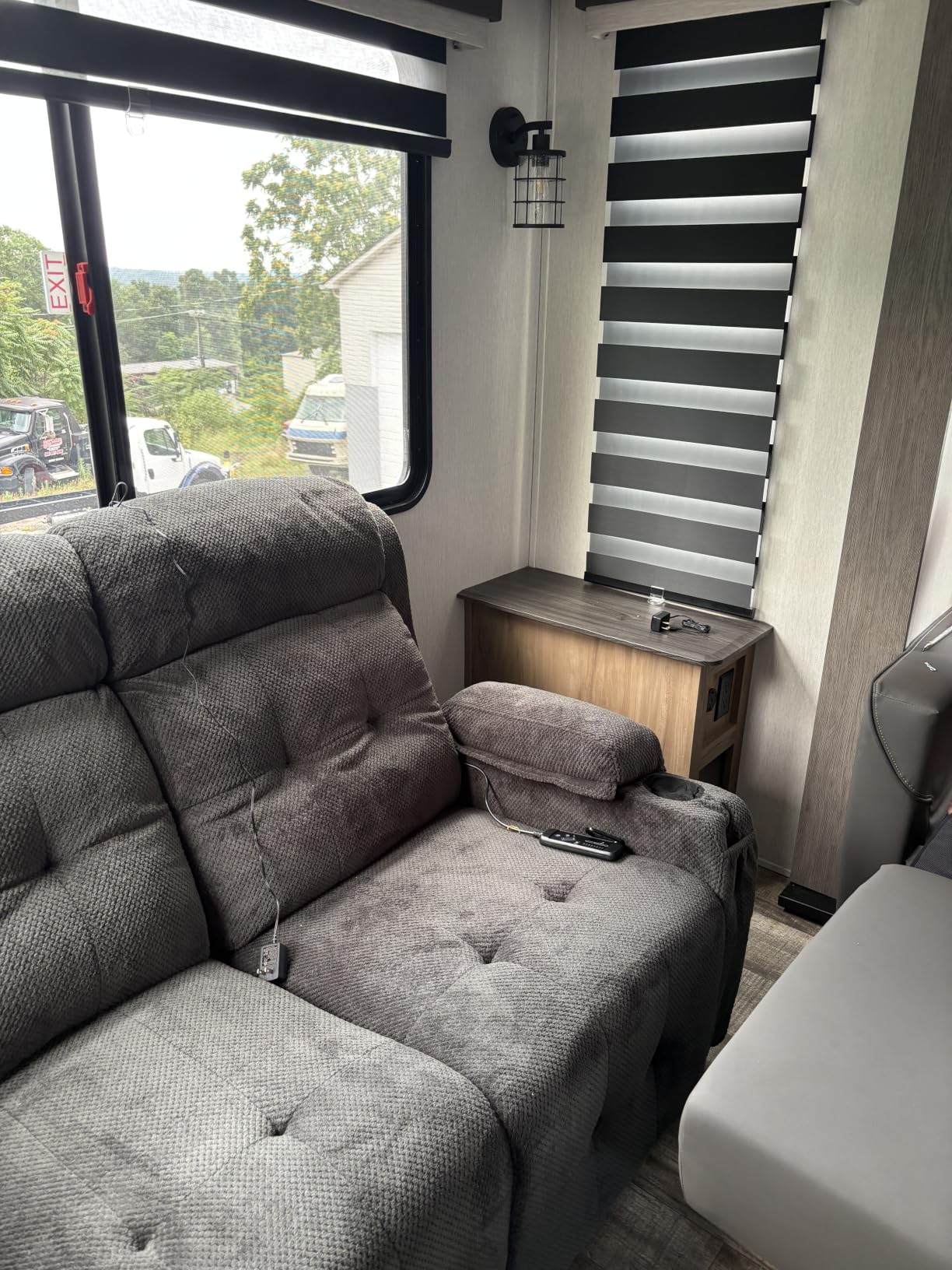 Reclining Loveseat with Pebble Texture Fabric, Loveseat Recliner with USB/Type C Ports, Storage & Cup Holders, RV Wall Hugger Recliner Sofa for Living Room & Home Theater & RV customer photo 2