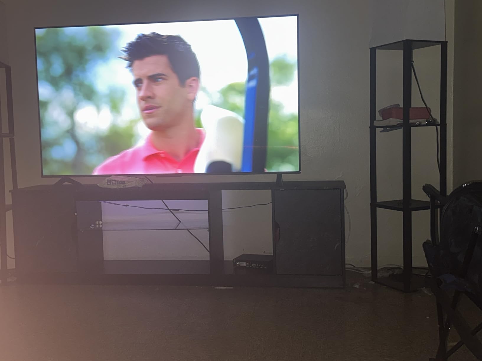 Bestier Washed Gray 70 Inch TV Stand for TVs Up to 80 Inch, RGB LED Entertainment Center with Adjustable Tempered Glass Shelves & Acrylic Translucent Doors, Modern Gaming Media Console for Living Room customer photo 2