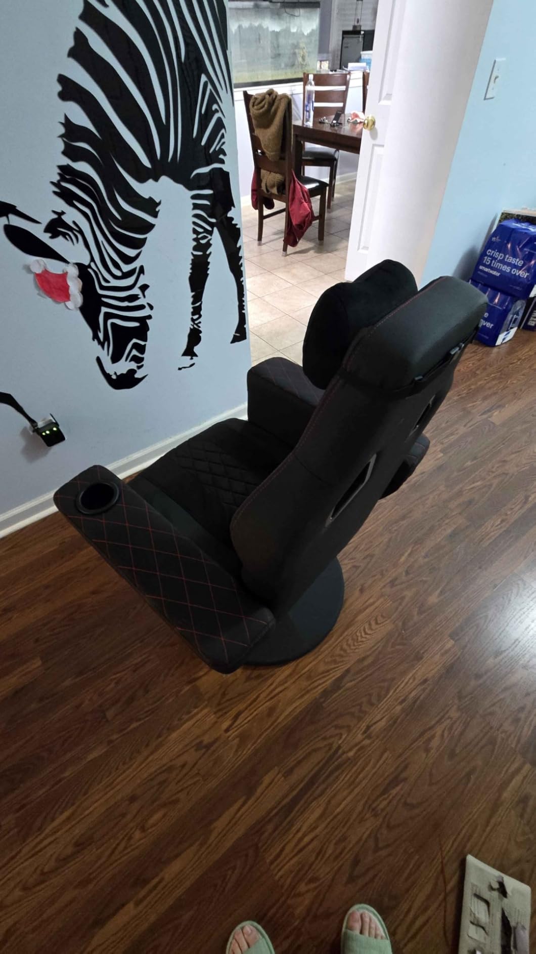 Dowinx Gaming Recliner Chair No Wheels with Footrest Shiatsu Massage Lumbar | Racing Style Ergonomic High Back Recliner Heavy Duty, Wider Backrest Thick Cushion for Home Long Gaming Session Black/Yellow customer photo 2