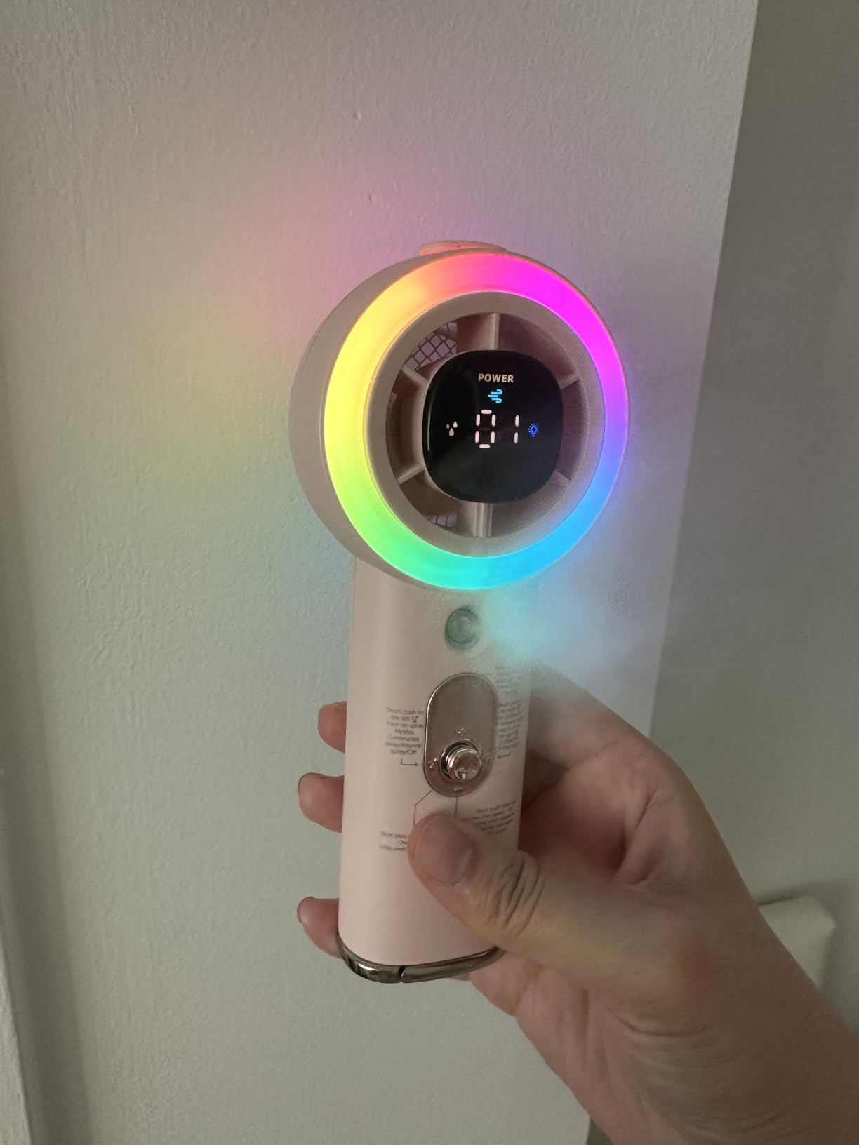 Portable Fan with Mist, AC-Level Ice Cooling Handheld Fan, 5000mAh Battery | 1-199 Speed, 26000 RPM Powerful Turbo Fan, 40ml Water Tank Personal Fan, Mini Fan, for Travel, Makeup, Camping, Outdoors customer photo 2