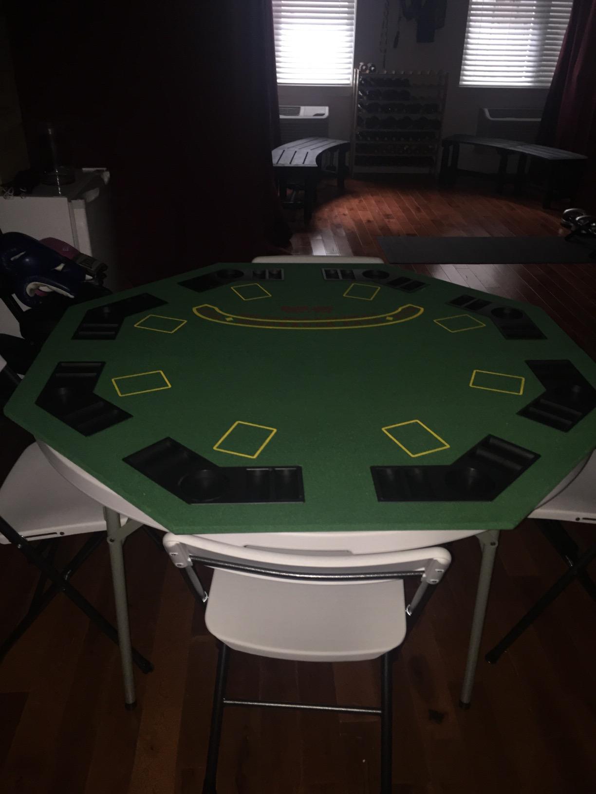 Folding Poker Table Top – 48-Inch Solid Wood Topper – Space for 8 Players – Blackjack Table with Built-in Cupholders and Chip Trays by Trademark Poker customer photo 2