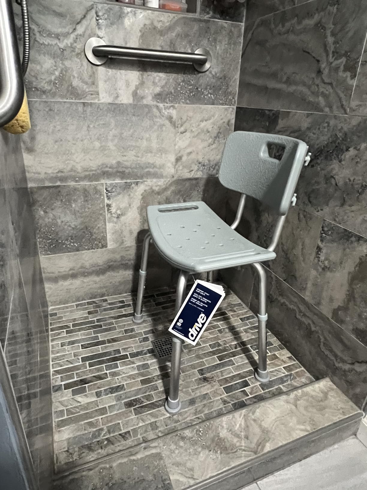 Drive Medical Shower Chair with Back and Suction Feet, Gray customer photo 2