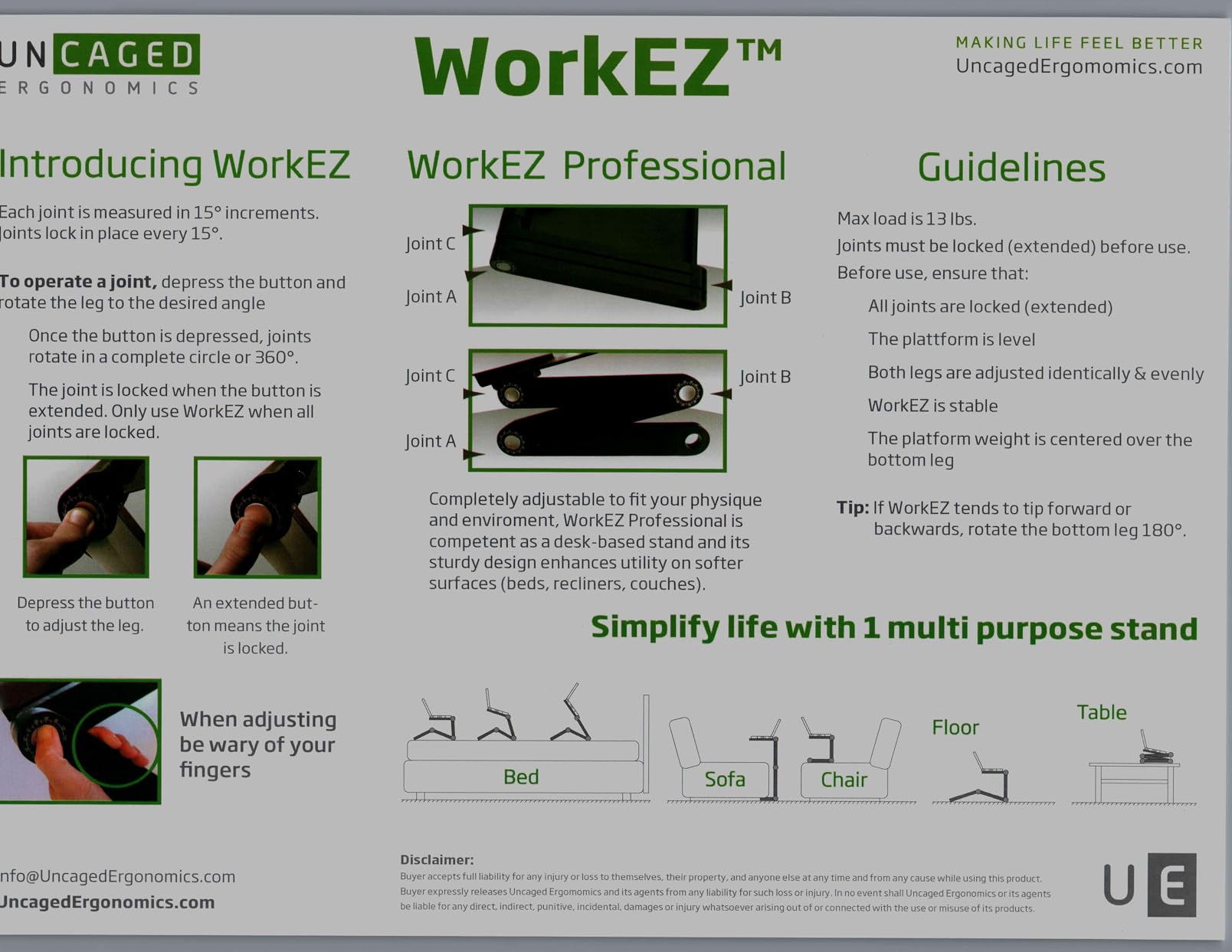 Uncaged Ergonomics WorkEZ Adjustable Laptop Stand for Desk and Bed, Black customer photo 2
