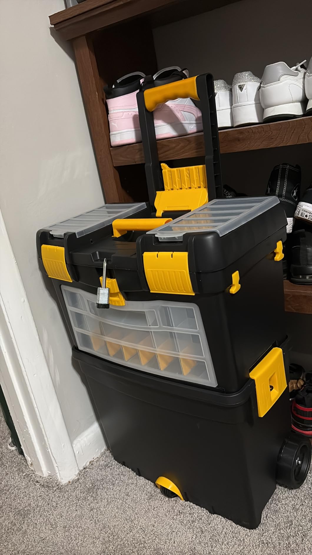 Rolling Tool Box with Wheels, Foldable Comfort Handle, and Removable Top - Toolbox Organizers and Storage by Stalwart customer photo 2