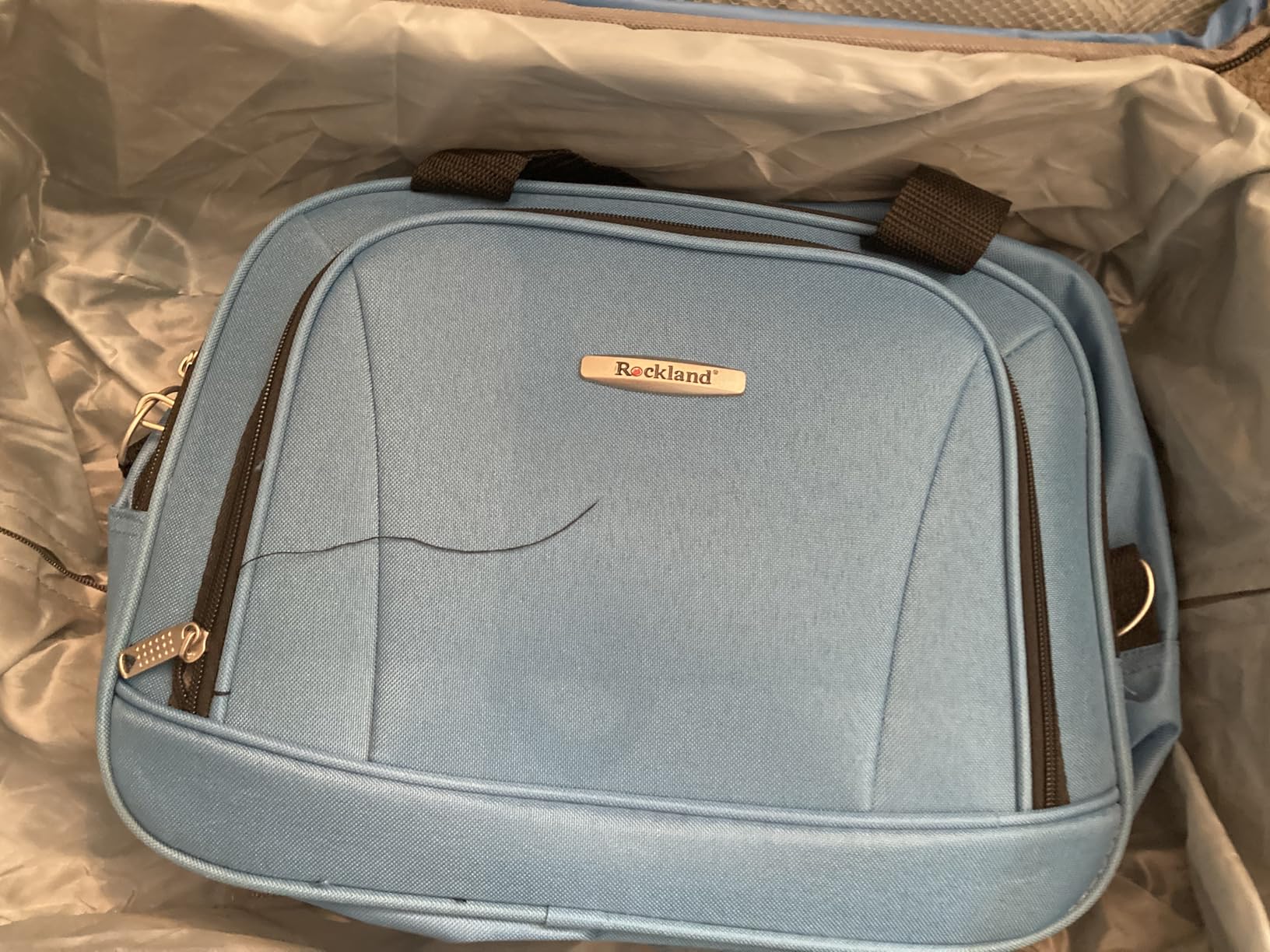 Rockland Journey Softside Upright Luggage Set, Expandable, Blue, 4-Piece (14/19/24/28) customer photo 1