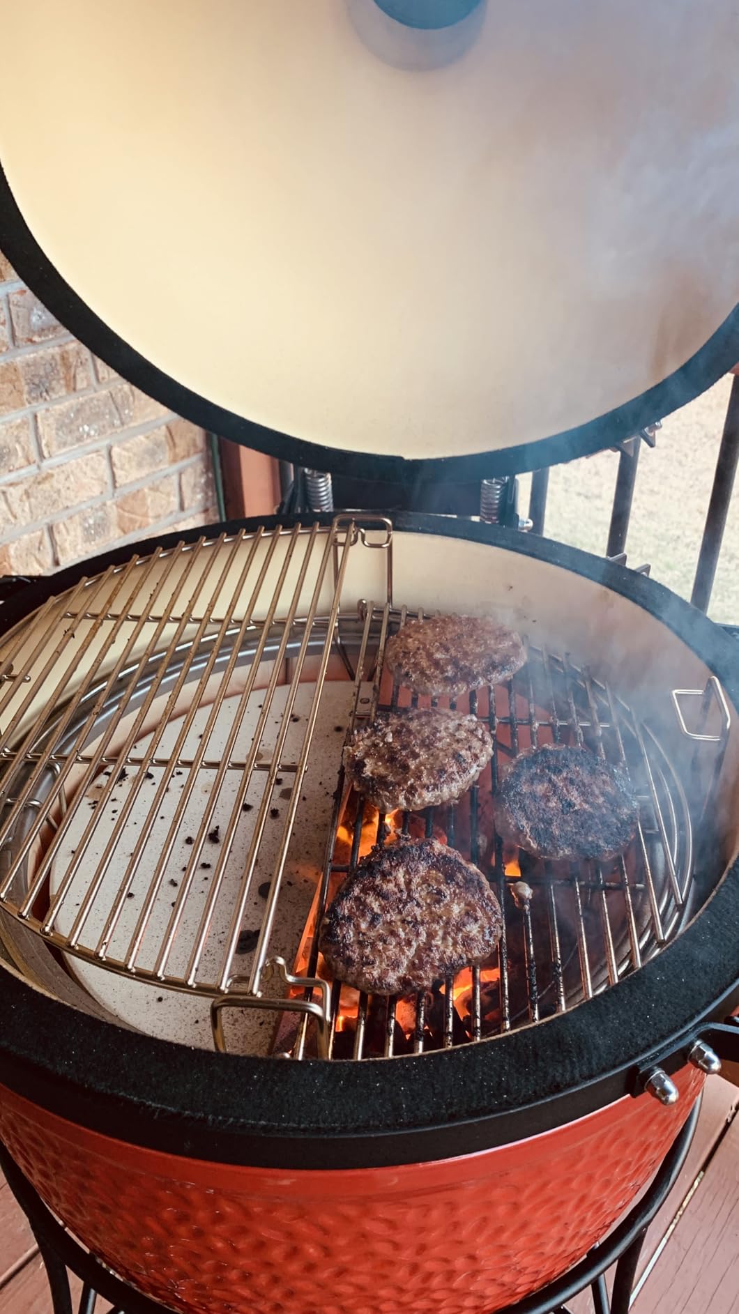 Kamado Joe Classic Joe I Premium 18-inch Ceramic Charcoal Grill and Smoker in Red with Cart, Side Shelves, Grill Gripper, and Ash Tool - 250 sq in, 2 Tier Cooking System, Model KJ23RH customer photo 2