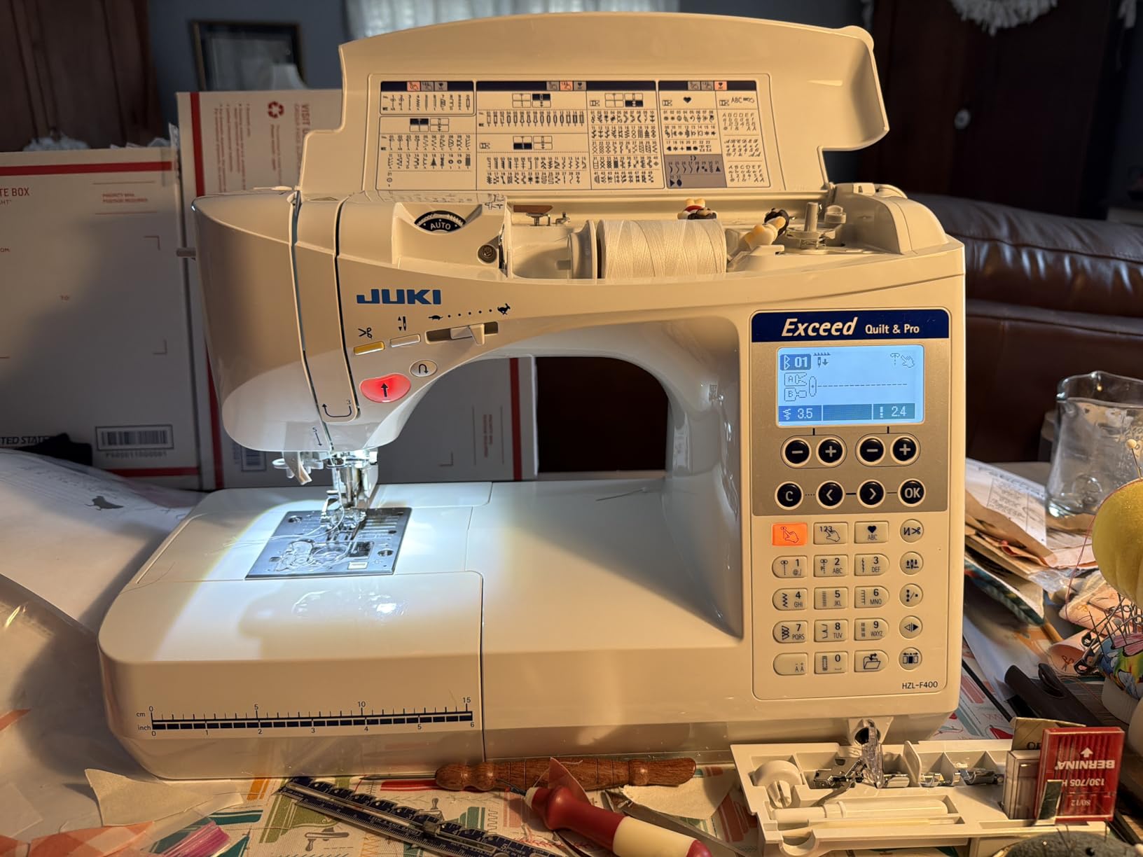 Juki HZL-F400 Exceed Series Computer Sewing Quilting Machine, White customer photo 1