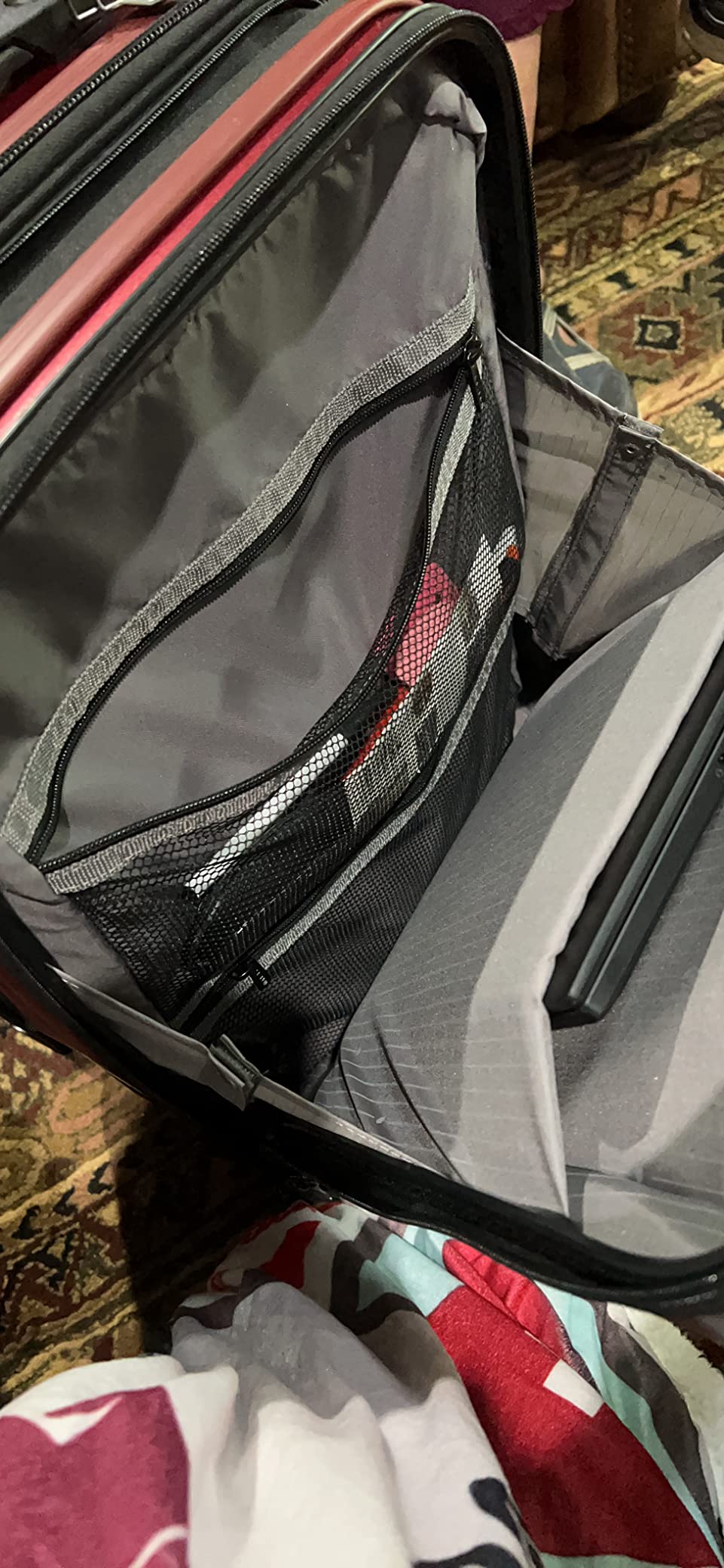 Titanium Hardside Expandable Luggage with Spinner Wheels Checked Luggage, Black Cherry Red, Checked-Medium 25 Inch customer photo 1