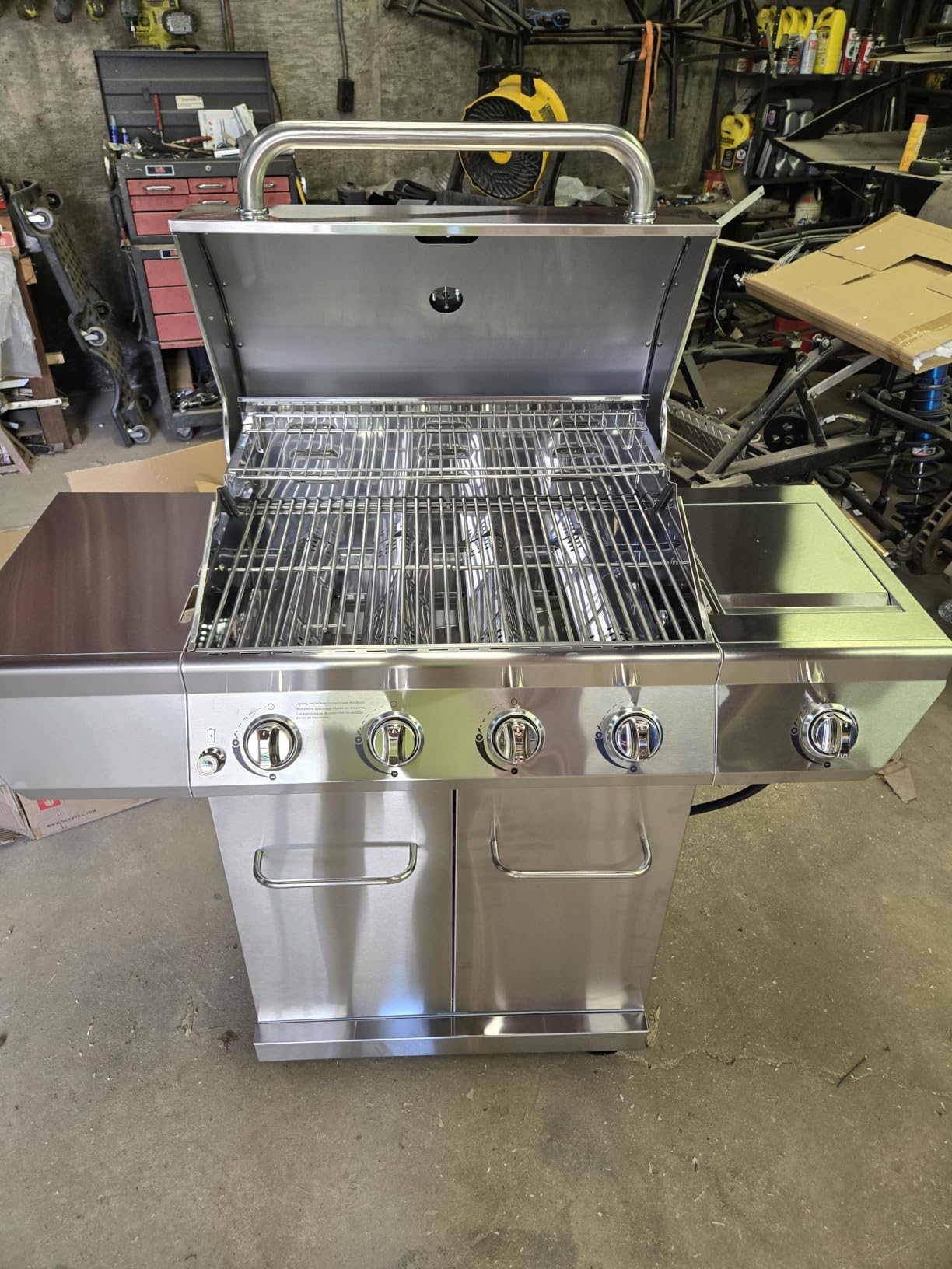 Propane 4 Burner Gas Grill, Stainless Steel Body with Side Burner | 60000 BTUs, Built-In Thermometer, Electronic Ignition, 462 Sq In Cooking Space, Double-door Cabinet, Perfect for BBQ customer photo 1