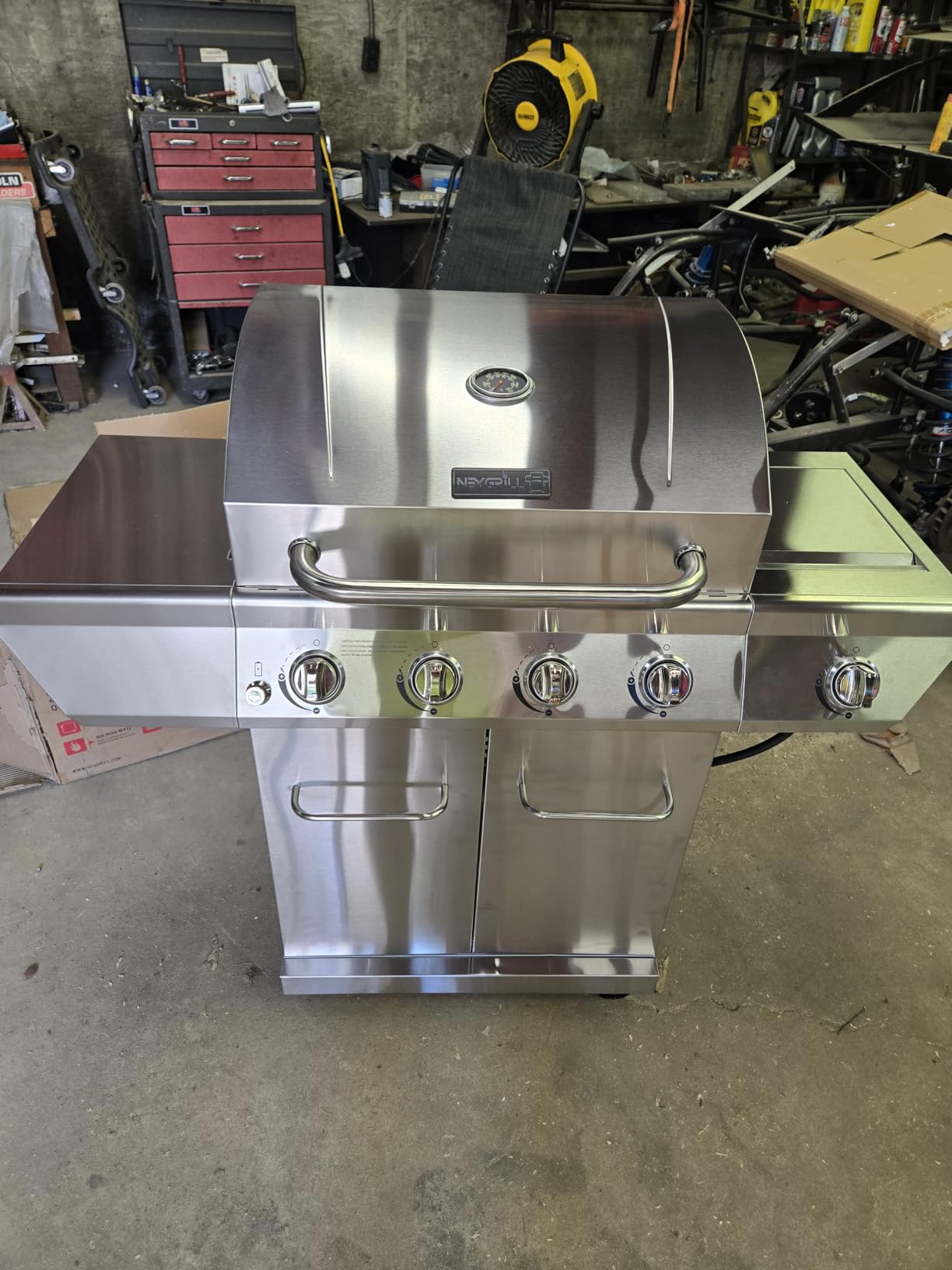 Propane 4 Burner Gas Grill, Stainless Steel Body with Side Burner | 60000 BTUs, Built-In Thermometer, Electronic Ignition, 462 Sq In Cooking Space, Double-door Cabinet, Perfect for BBQ customer photo 2