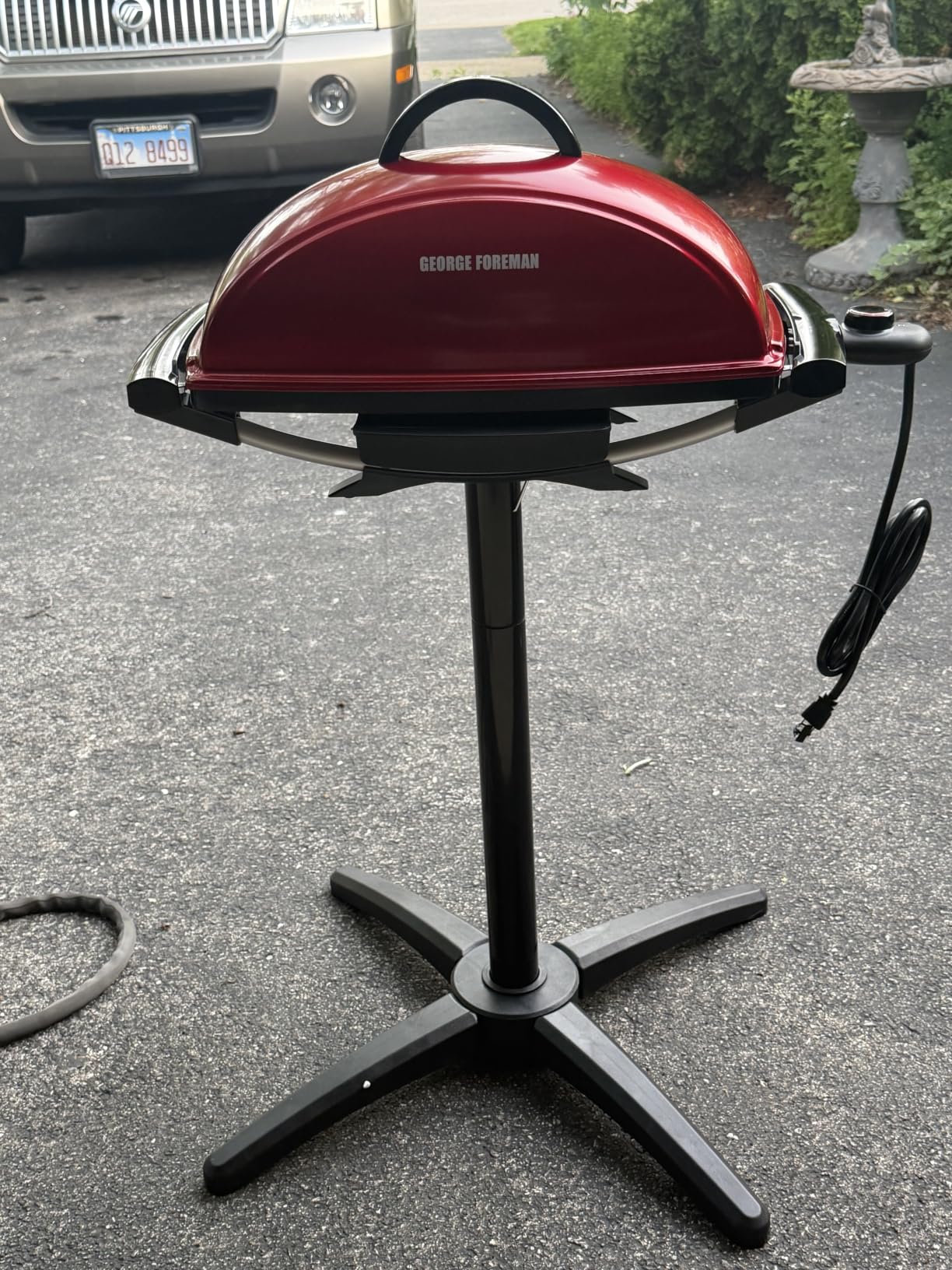 George Foreman Indoor Outdoor Electric Grill, Non-Stick Grill Griddle Plate, Healthy Grilling Drip Tray Reduces Fat, Portable Barbeque customer photo 1
