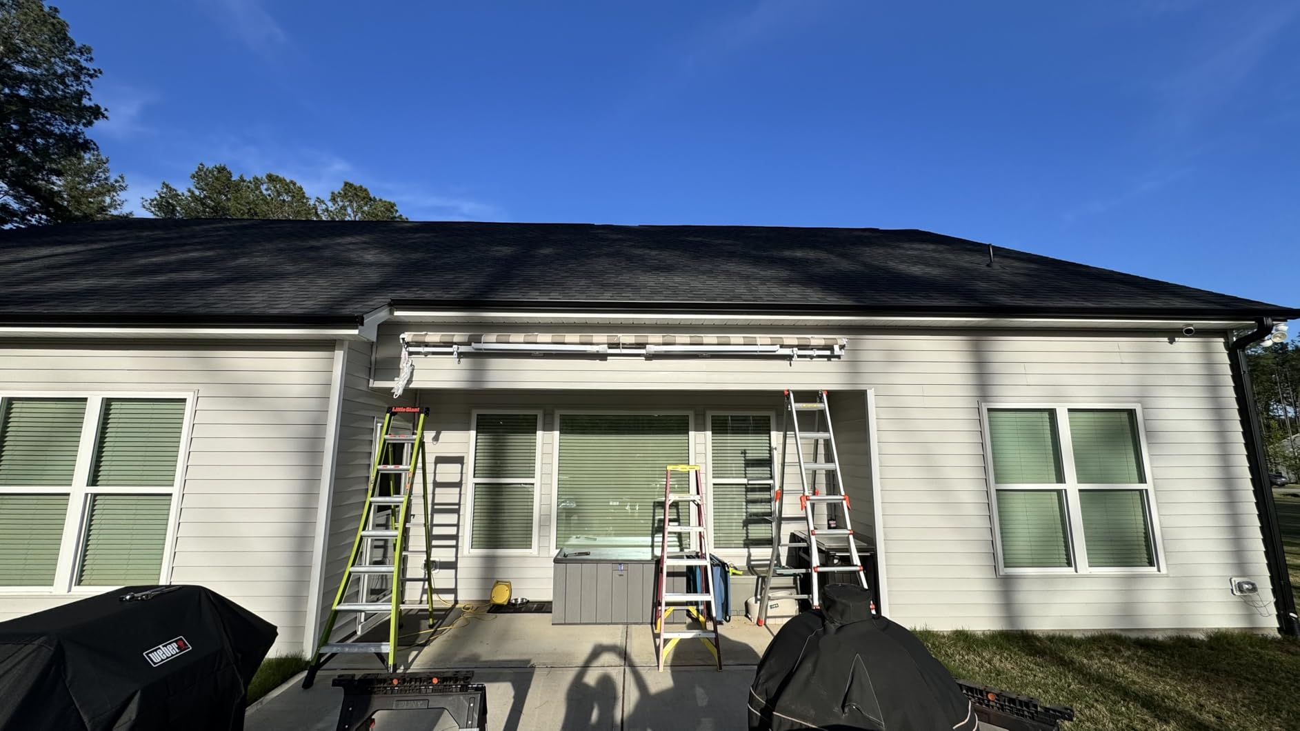 ADVANING Luxury Series, 10'x8' Electric Retractable Awning, Premium Quality Fully Assembled UV+ Sun Shade Canopy, Brick Red Stripes, EA1008-A430H2 customer photo 1