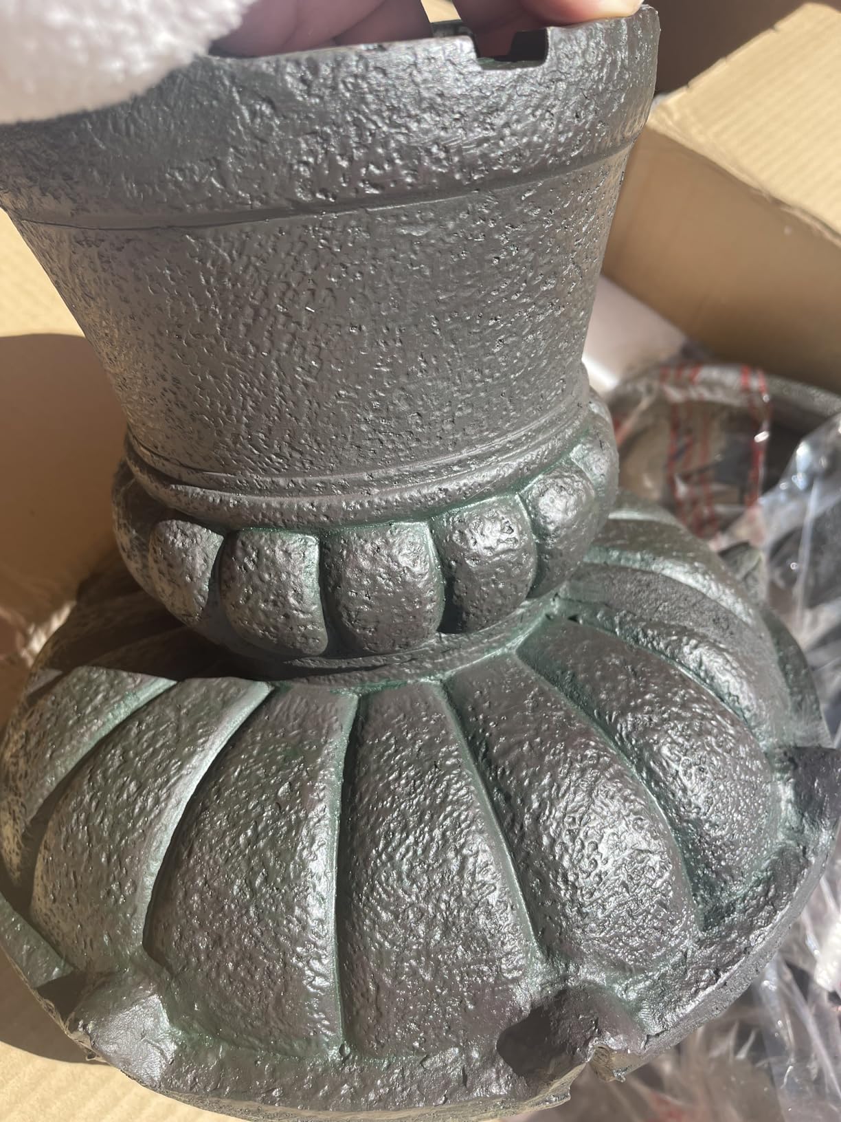 Teamson Home 36.5 in. Outdoor 3-Tier Zen-Style Pedestal Water Fountain with Stone Trim with Pump and 2.64 Gallon Capacity, Stone Gray customer photo 1