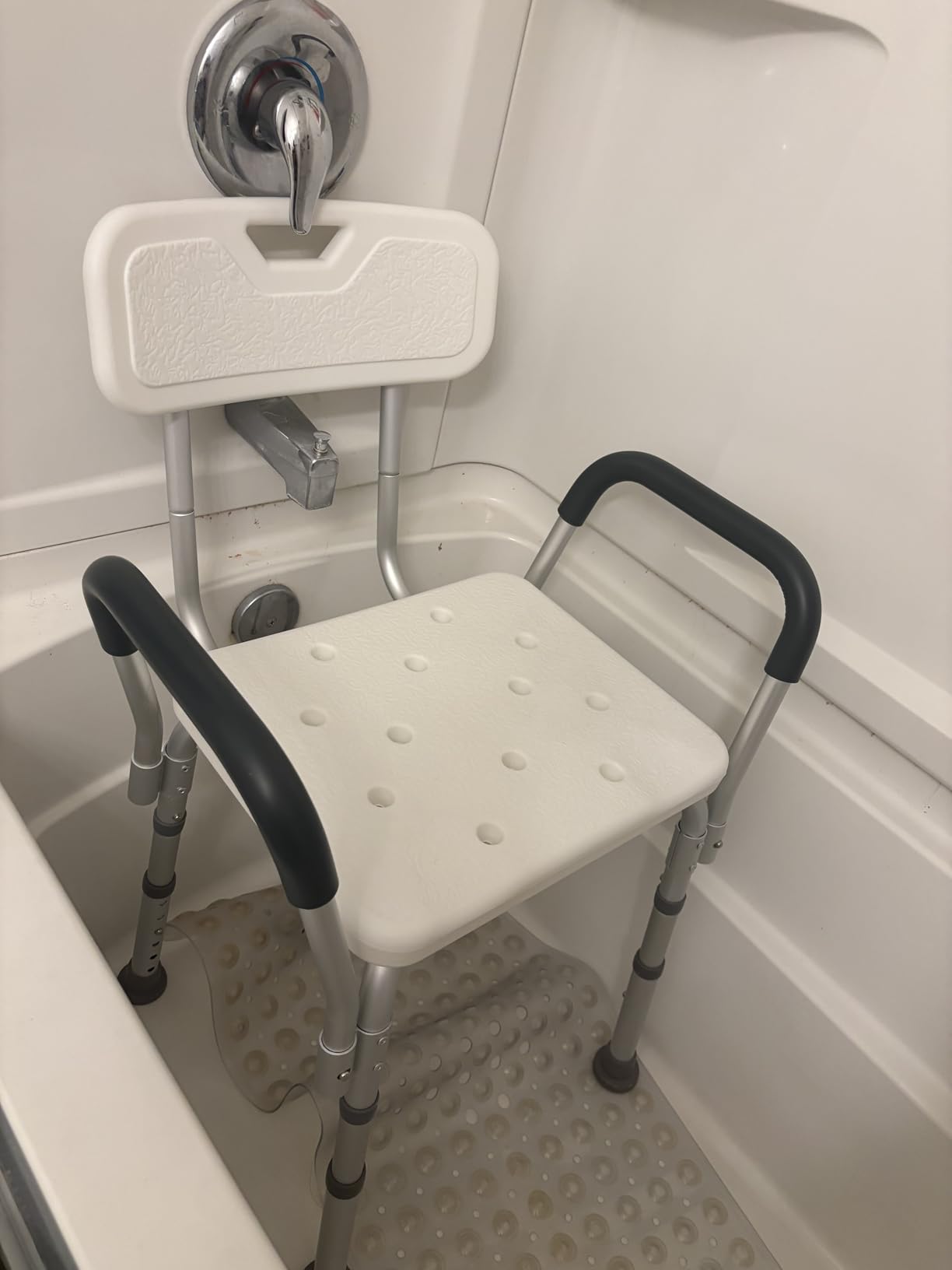Drive Medical Premium Shower Chair with Back and Padded Arms, White customer photo 1