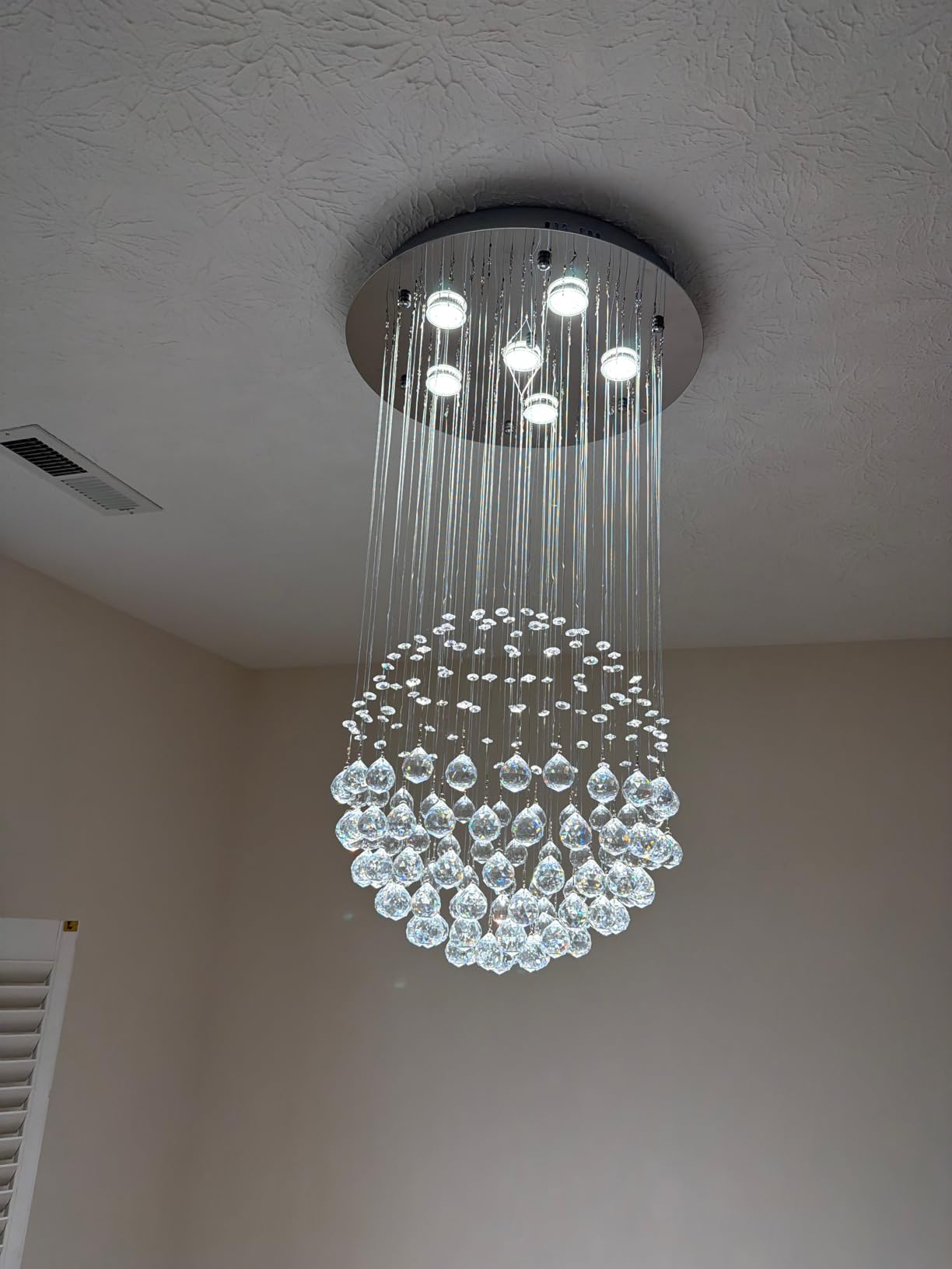 Saint Mossi Chandelier Modern K9 Crystal Raindrop Chandelier Lighting Flush mount LED Ceiling Light Fixture Pendant Lamp for Dining Room Bathroom Bedroom Livingroom 6 GU10 LED Bulbs Required H32 X D18 customer photo 2