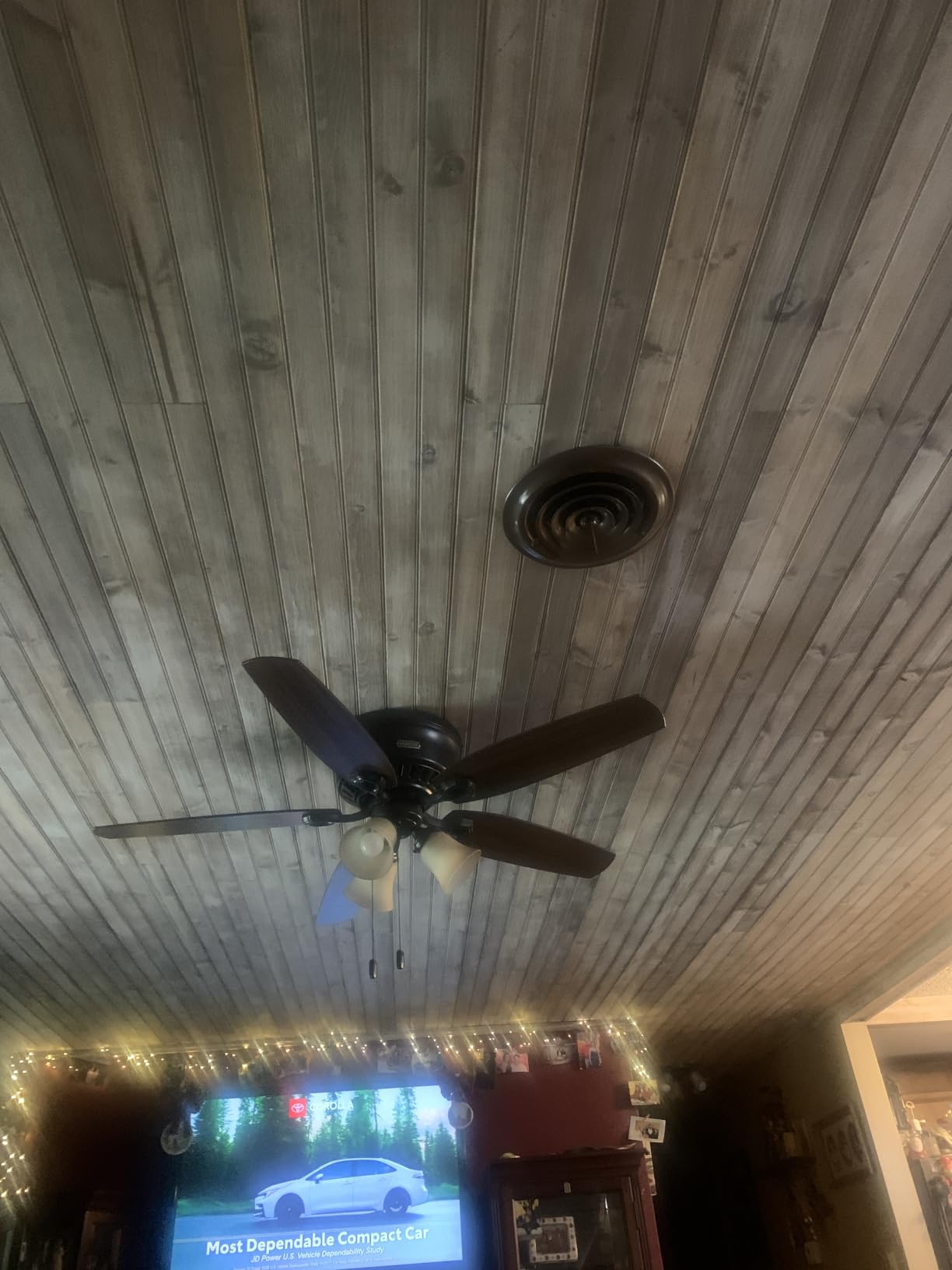 Builder, Indoor, Ceiling Fan, with LED Lights, 52 inch, New Bronze | Low Profile Flush Mount, Pull Chain, 5 Blades, For Bedroom, Living Room, Kitchen, 53327 customer photo 1