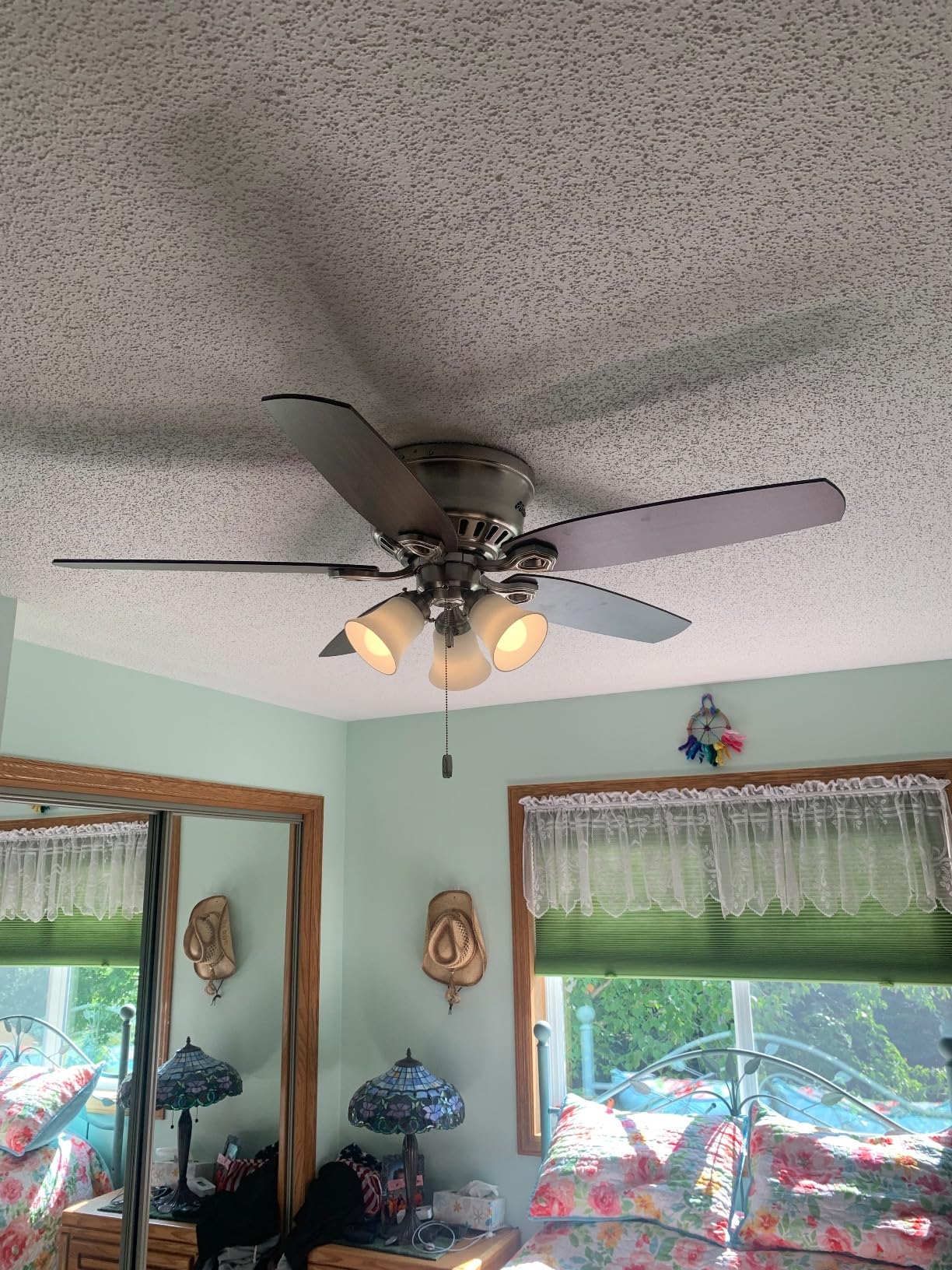 Builder, Indoor, Ceiling Fan, with LED Lights, 52 inch, New Bronze | Low Profile Flush Mount, Pull Chain, 5 Blades, For Bedroom, Living Room, Kitchen, 53327 customer photo 2