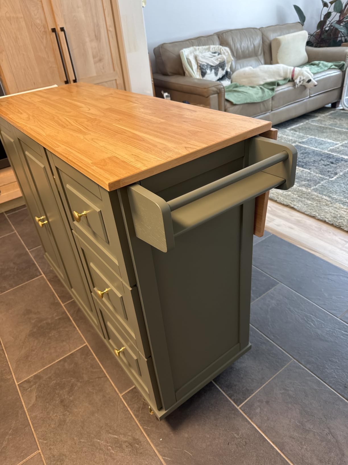 Homestyles Dolly Madison Off-White Mobile Kitchen Island Cart with Wood Drop Leaf Breakfast Bar customer photo 1
