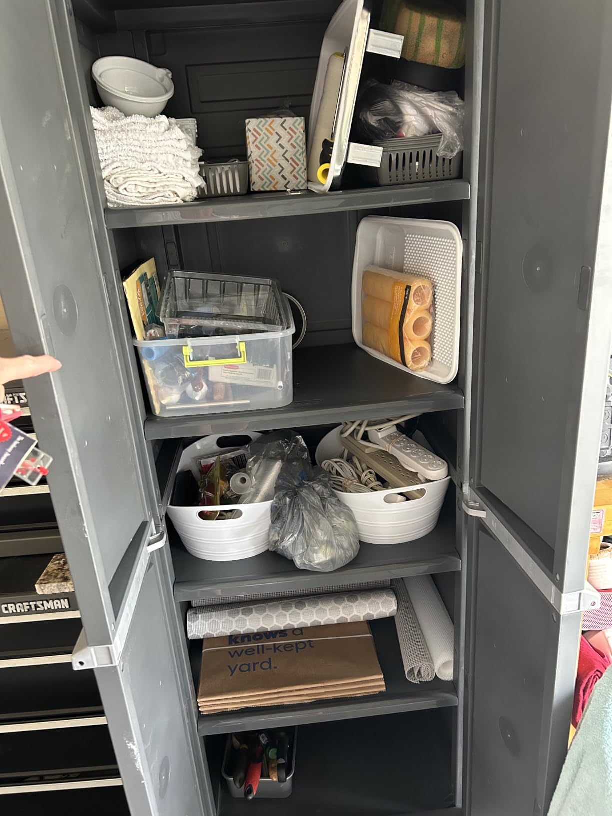 Sterilite 4 Shelf Cabinet, Lockable Utility Storage, Gray customer photo 2