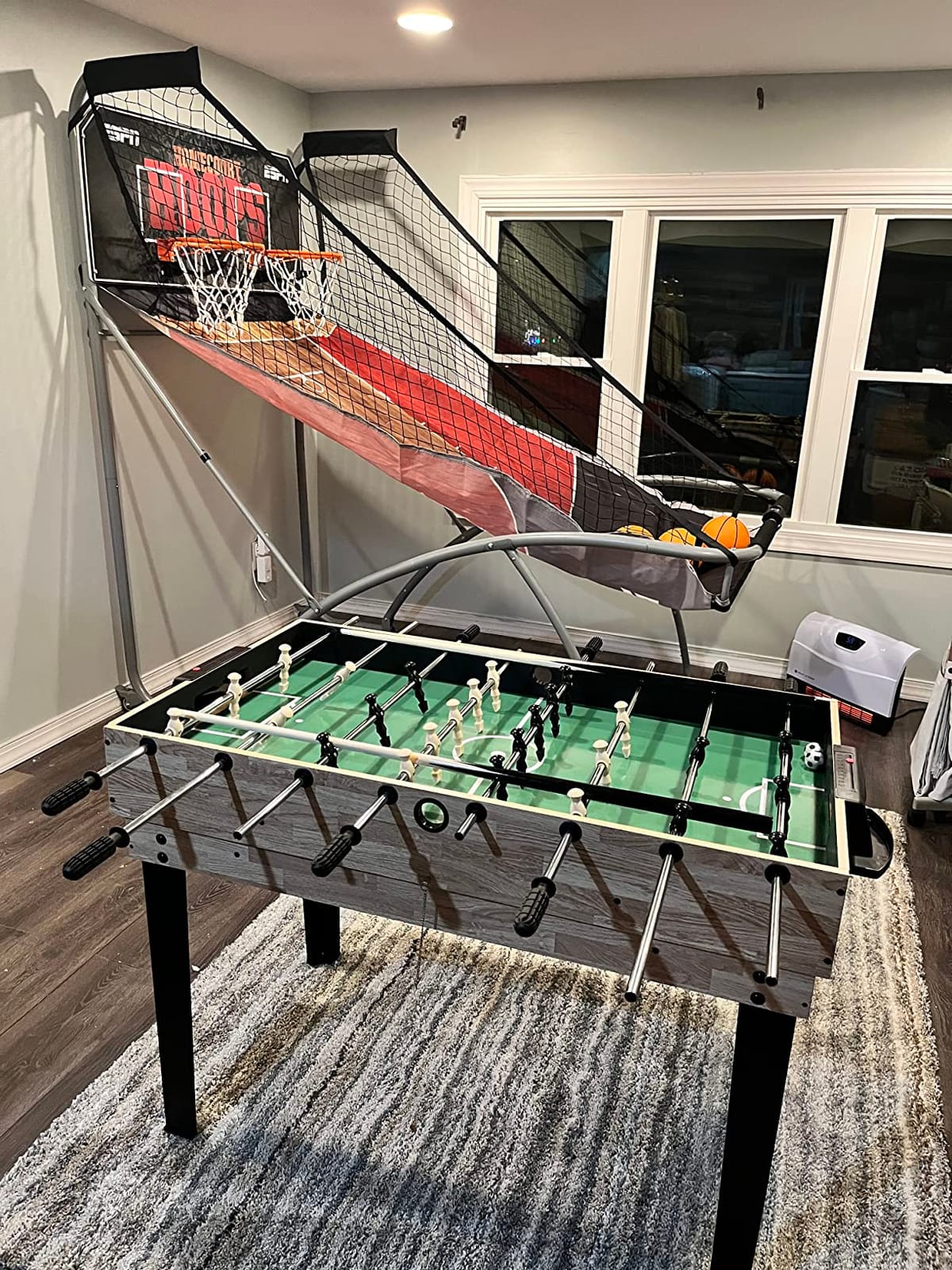 Hall of Games EZ Fold Premium Indoor Arcade Basketball Game with Steel Frame and Polycarbonate Backboard, Dual Shot Electronic Scoring with 6 Size 3 Balls Included, Perfect for Basement Game Rooms customer photo 2