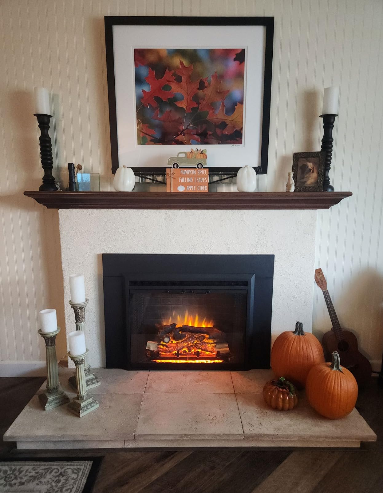 PuraFlame Western Electric Fireplace Insert with Fire Crackling Sound, Remote Control, 750/1500W, Black, 33 1/16 Inches Wide customer photo 2