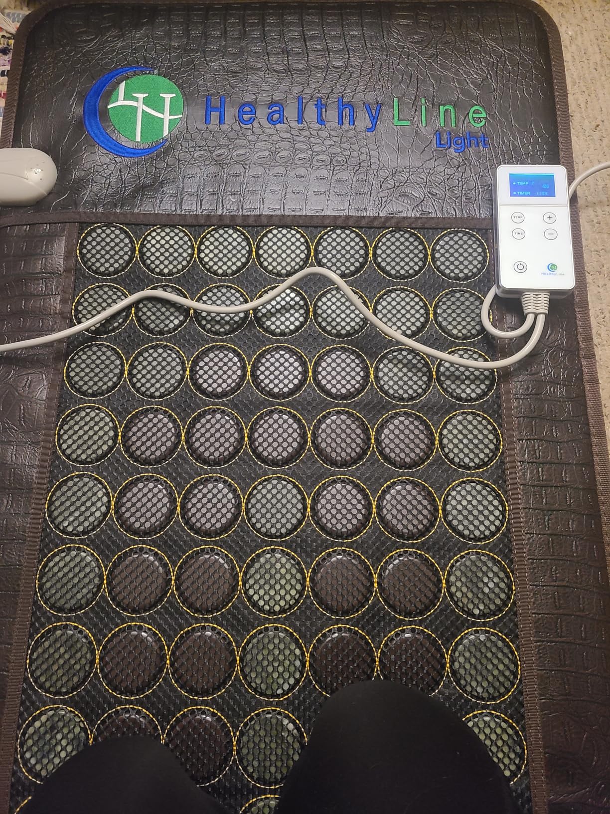 HealthyLine Far Infrared Light Electric Heating Pad for Pain Relief - 50 Pieces Natural Jade and Tourmaline Gemstones - Negative Ions, Flexible Mat - FSA or HSA Eligible customer photo 2