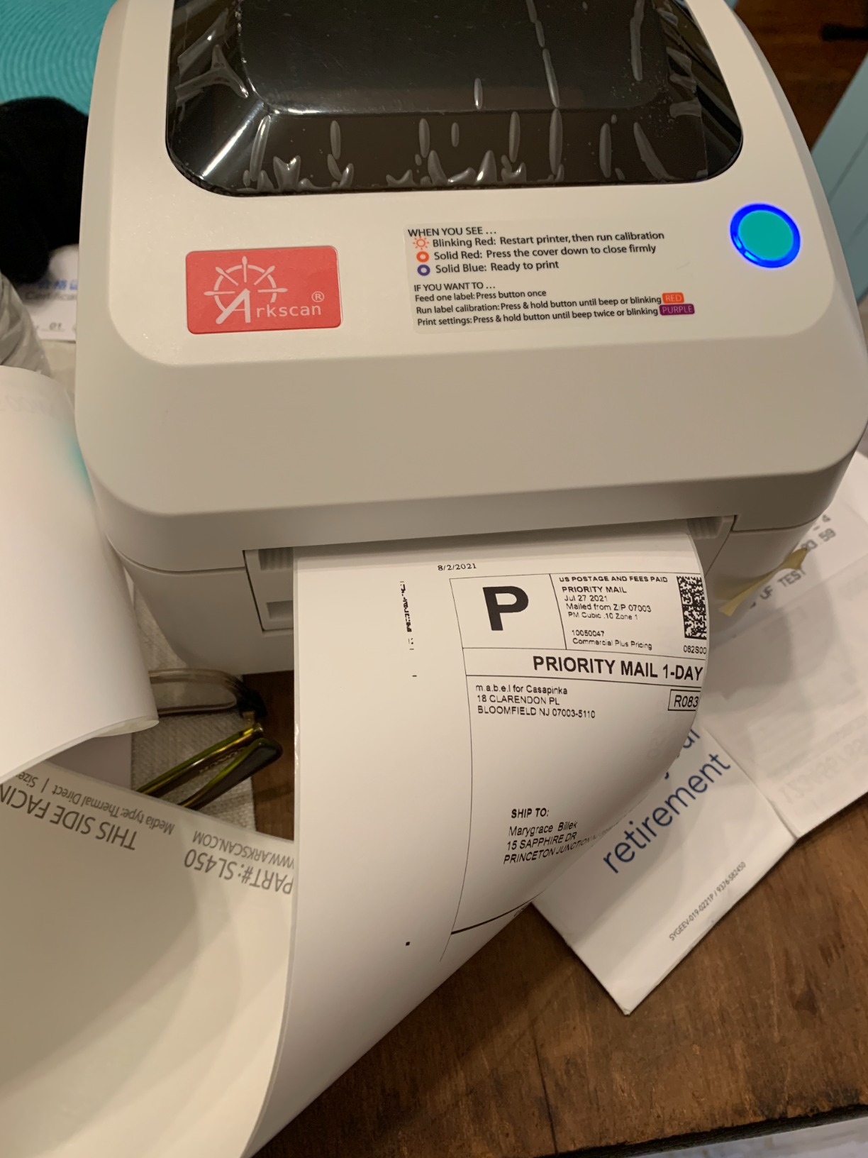 Arkscan 2054A Shipping Label Printer for Windows Mac Chromebook Android, Supports Amazon Ebay Paypal Etsy Shopify ShipStation Stamps UPS USPS FedEx DHL, Roll & Fanfold 4x6 Direct Thermal Label customer photo 1