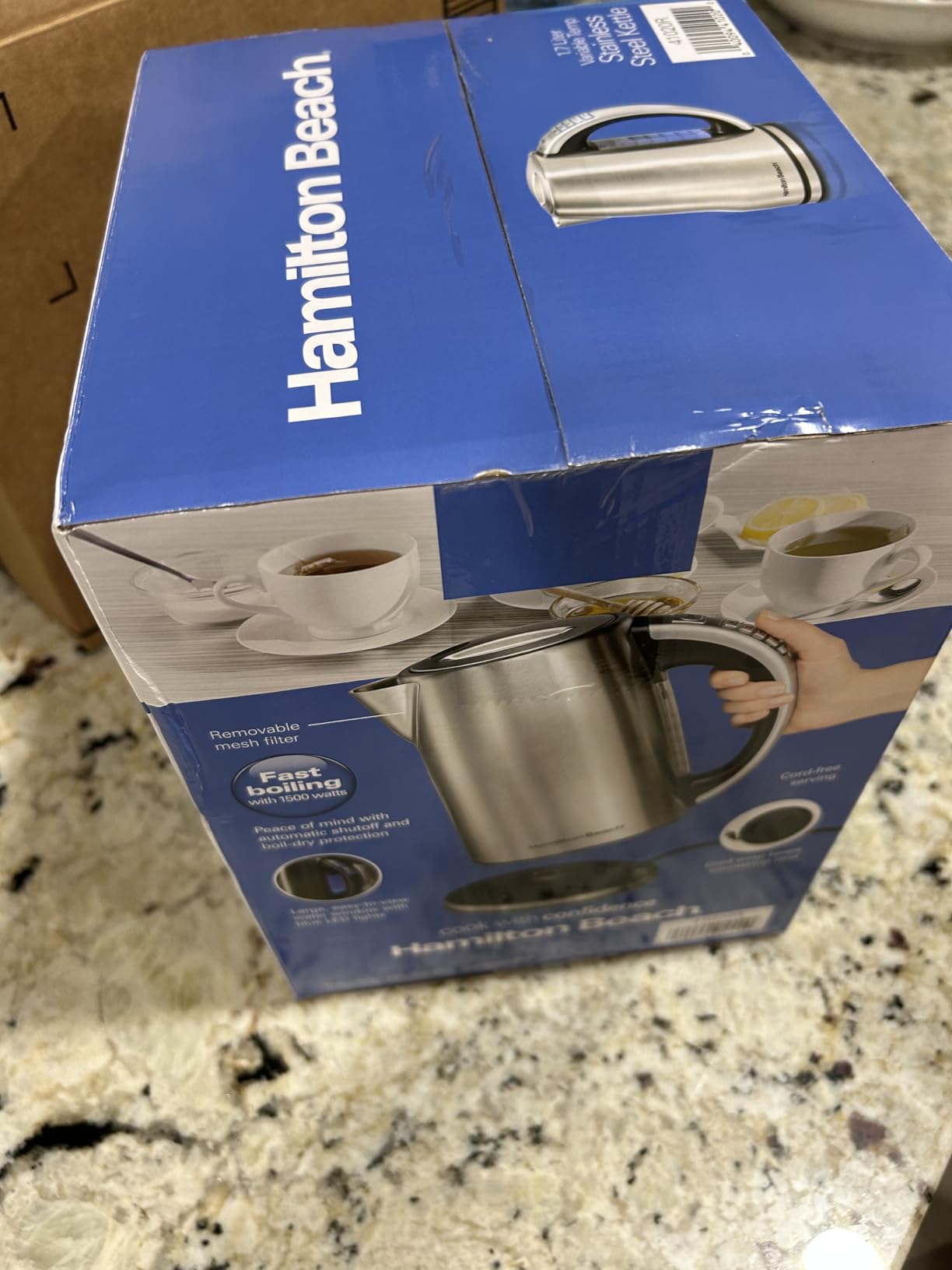 Hamilton Beach 1.7 Liter Electric Tea Kettle, Water Boiler & Heater, Fast Boiling 1500 Watts, Temp Control, Cordless Serving, Auto-Shutoff & Boil-Dry Protection, BPA Free, Stainless Steel customer photo 1