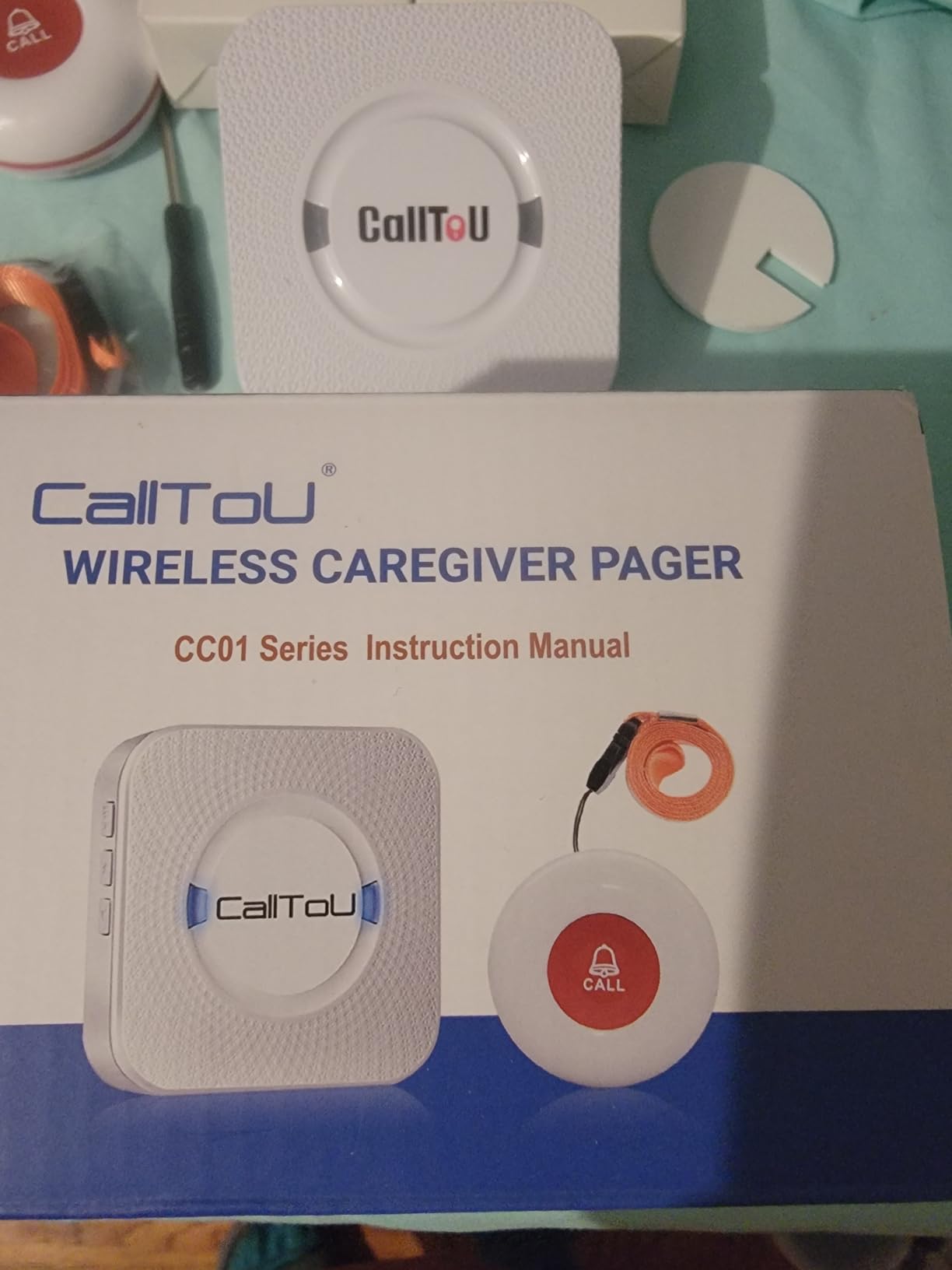 CallToU Caregiver Pager with 2 Wireless Call Button for Elderly at Home | Easy Use, Loud Whole-Home Alerts, 500+FT Through-Wall, Waterproof Call Bell Alert Buttons for Seniors/Elderly/Patients/Adults customer photo 2