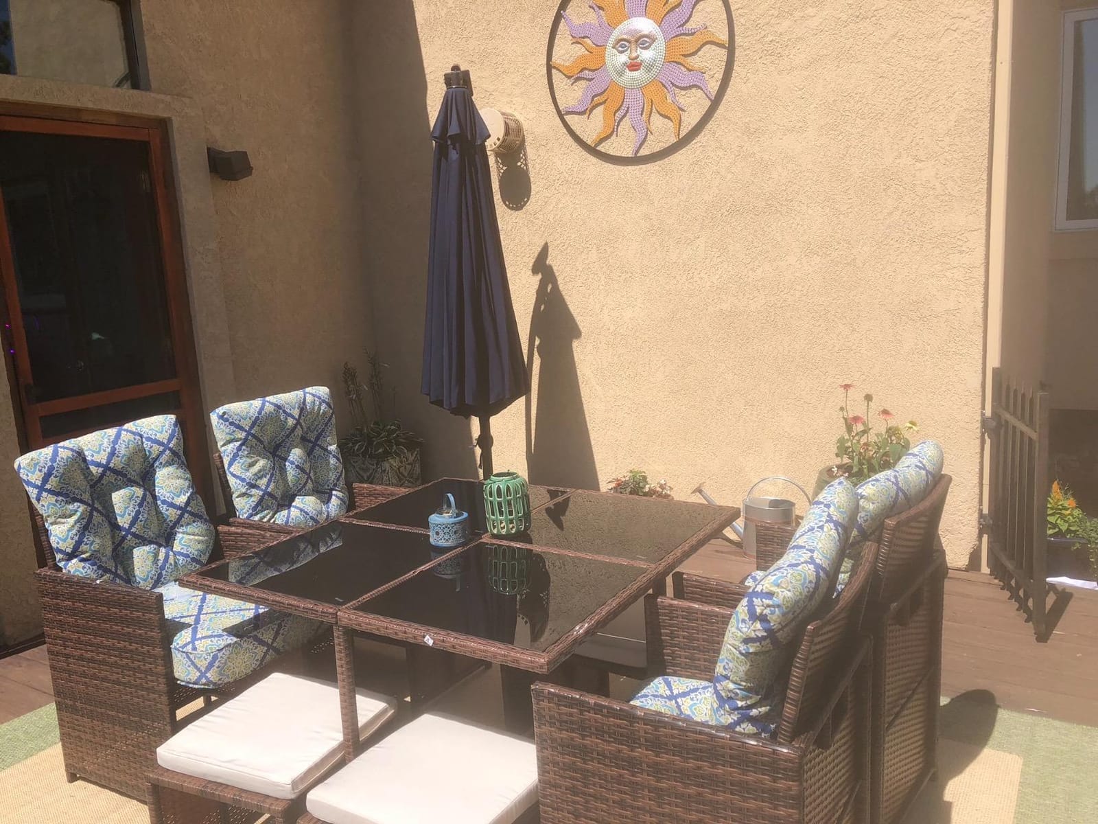 Devoko 9 Pieces Patio Dining Sets Outdoor Space Saving Furniture Sets, Beige | Patio Conversation Set Rattan Chairs with Glass Table Cushioned Seating and Back Sectional Sofa customer photo 2