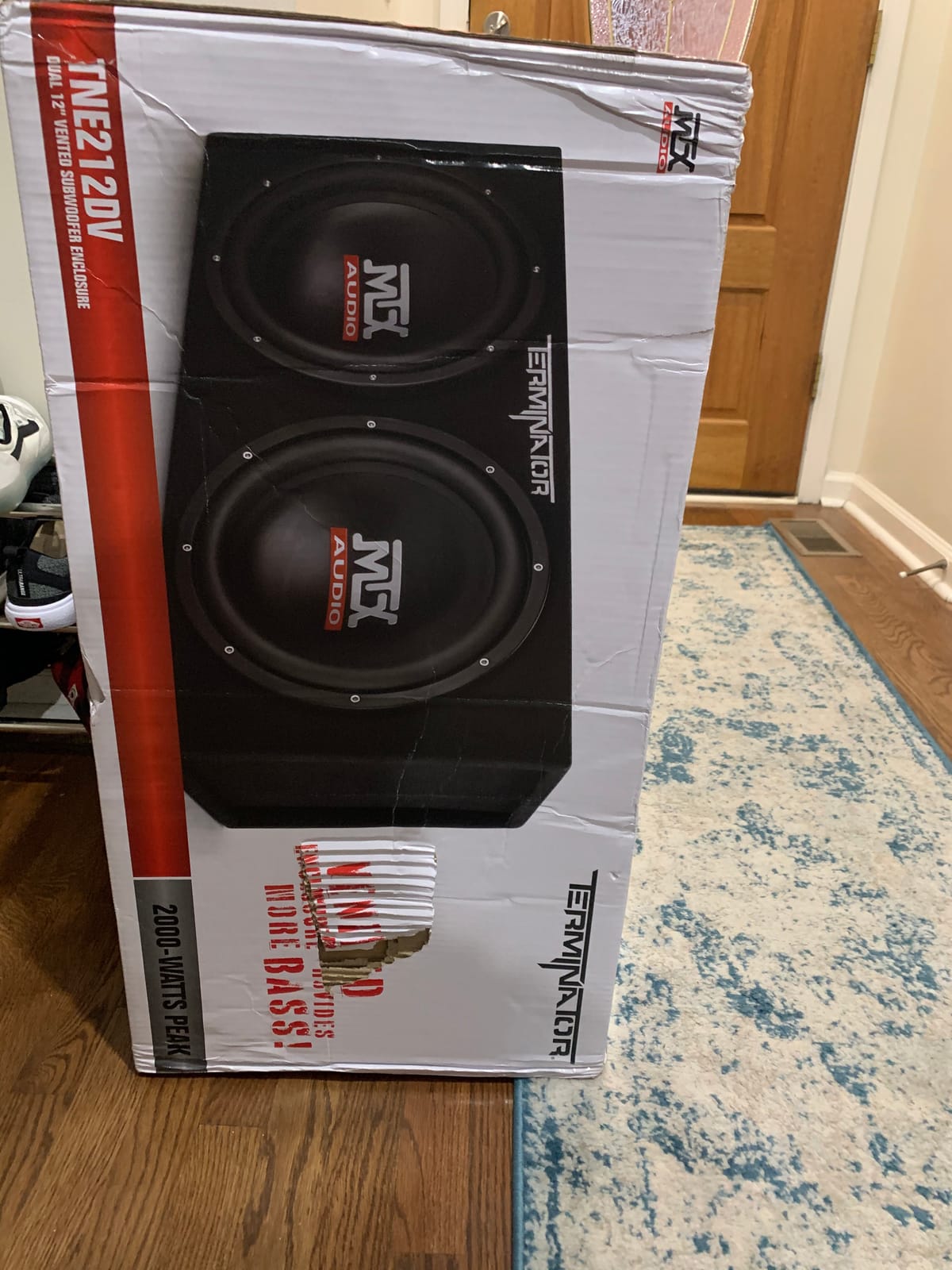 MTX Audio Dual Subwoofer Vented Enclosure with High Resolution Feature, Aviation Carpet and Floor Standing Mounting Type for Vehicle, Black customer photo 1