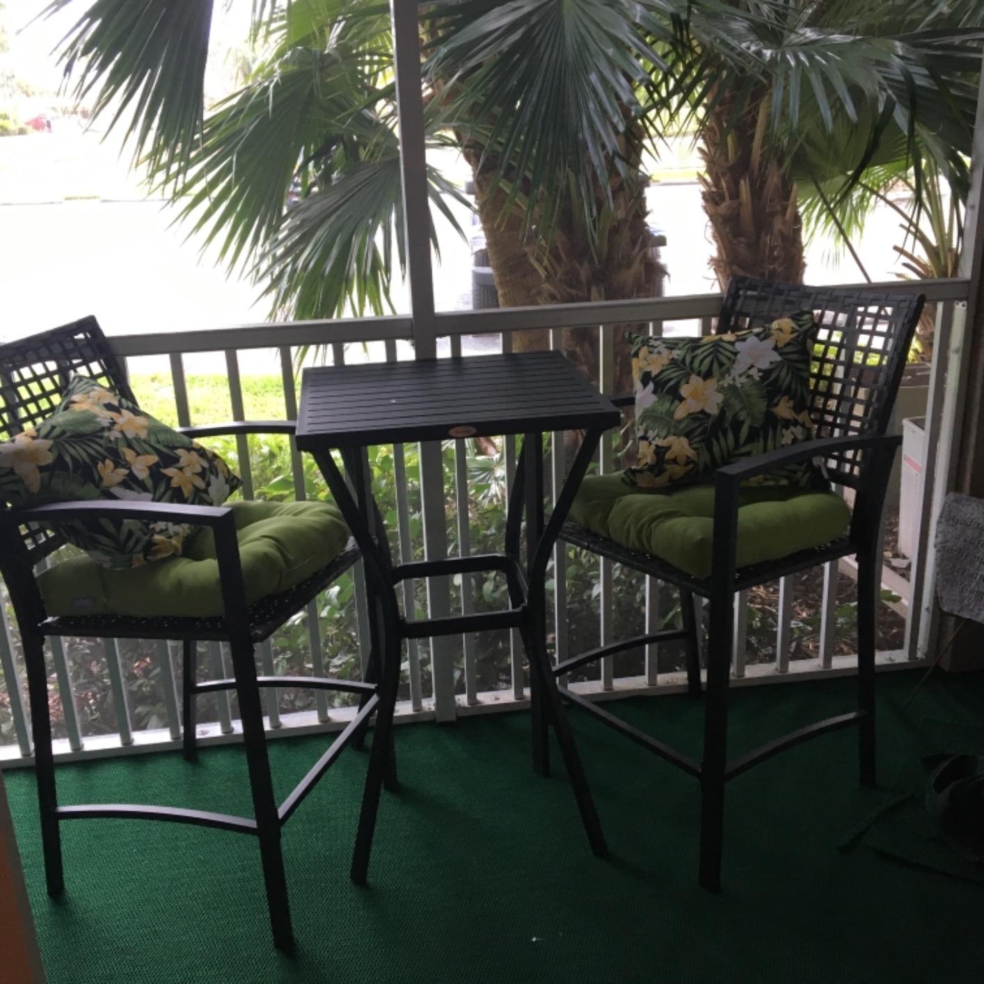 Outsunny 3pcs Patio Bar Set with Soft Cushion, Rattan Wicker for Poolside | Outdoor Furniture Set, for Backyards, Lawn, Deck customer photo 1