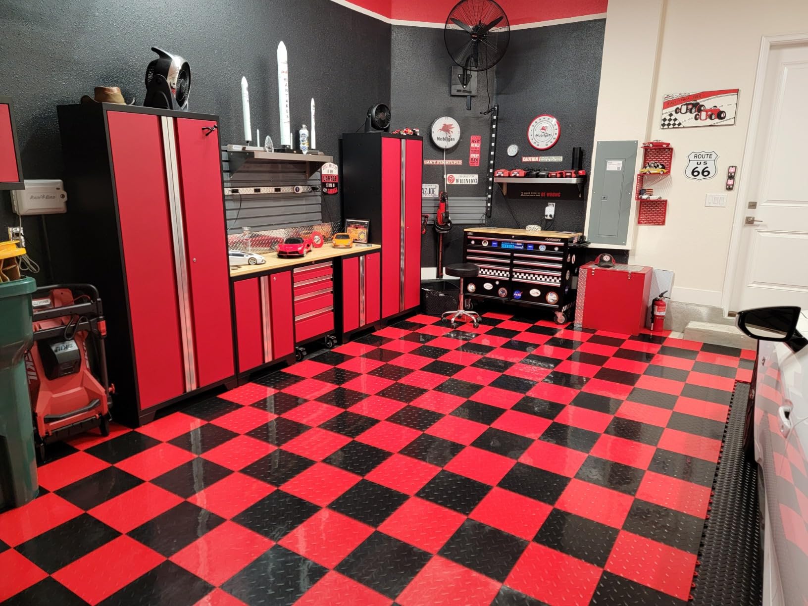 Nitro Tiles by FlooringInc 12 inch x 12 inch Interlocking Garage Floor Tiles, Diamond Pattern Heavy Duty Polypropylene Flooring, Modular Snap-Together Non-Slip Floor Tile, Graphite, 52-Pack (52 Sq Ft) customer photo 1